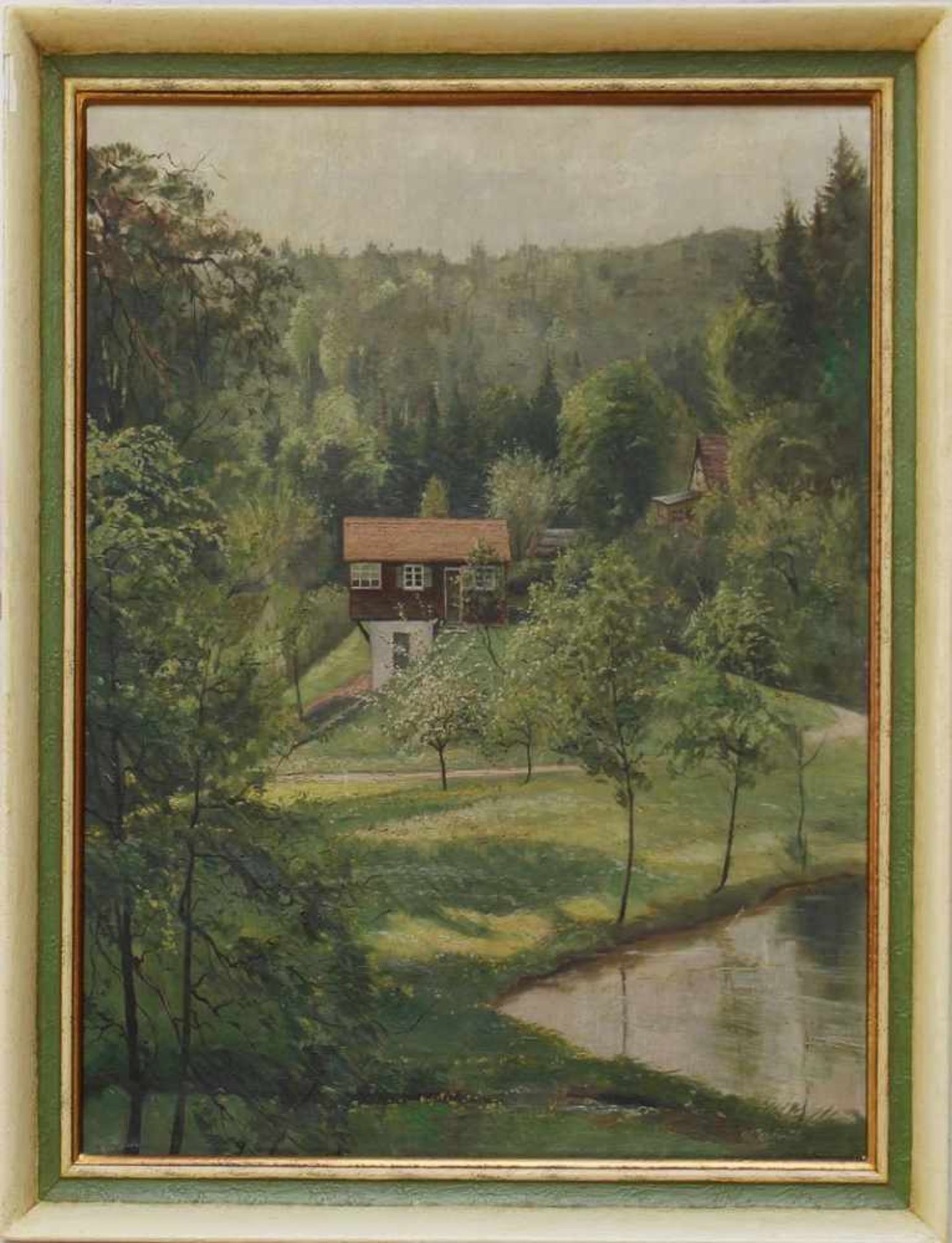 Herterich, Max"Idyllisch gelegenes Ferienhaus in Lockenmühle bei Flachslanden", Öl/Lwd.,
