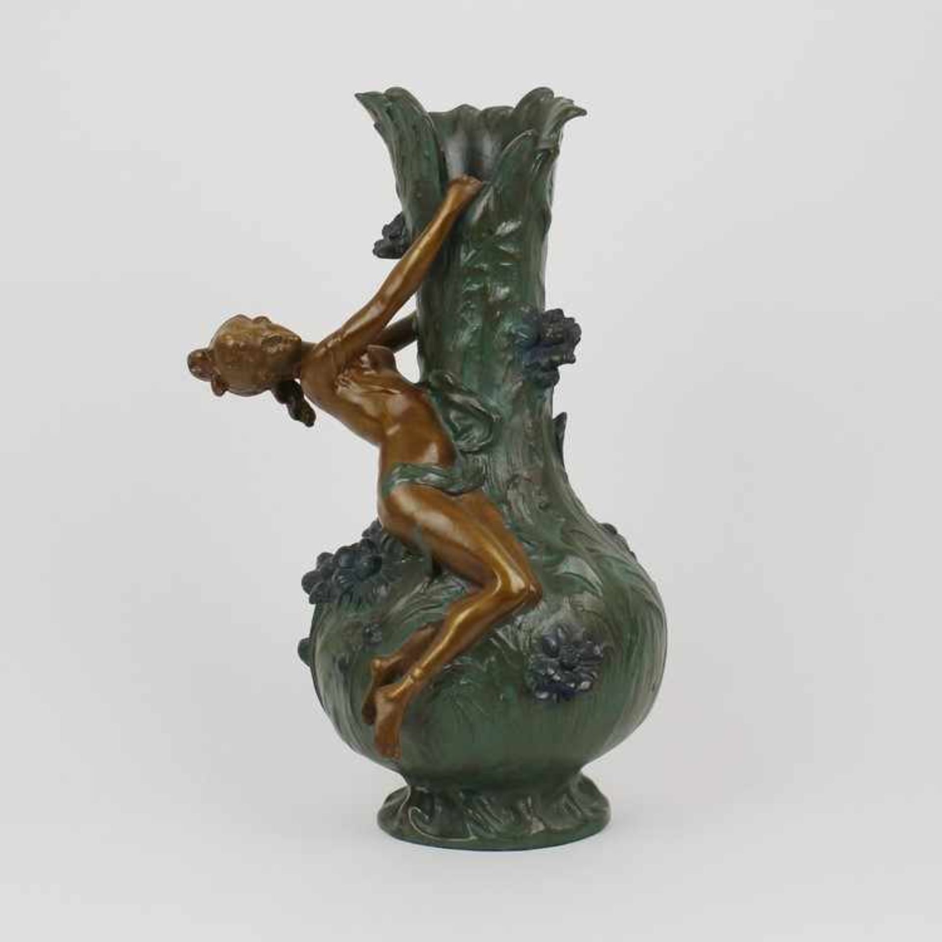 Ars Mundi - Vasenach Louis Auguste Moreau, Vase "Marguerites", nzl., Bronze, farbig gefasst in