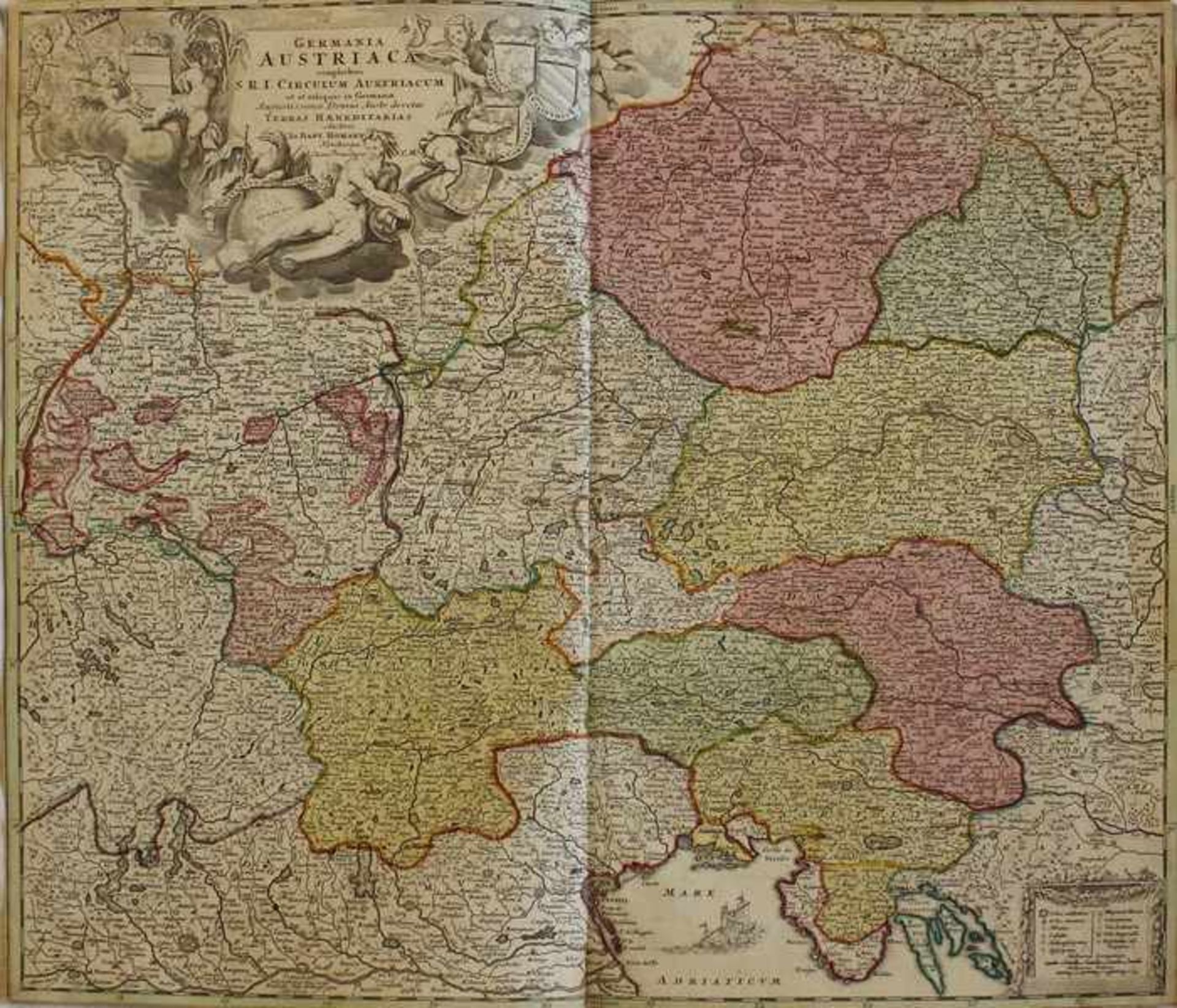 Homann, Johann Baptistbez. "Germania Austiaca", deutsch/österreichische Kupferstichkarte,