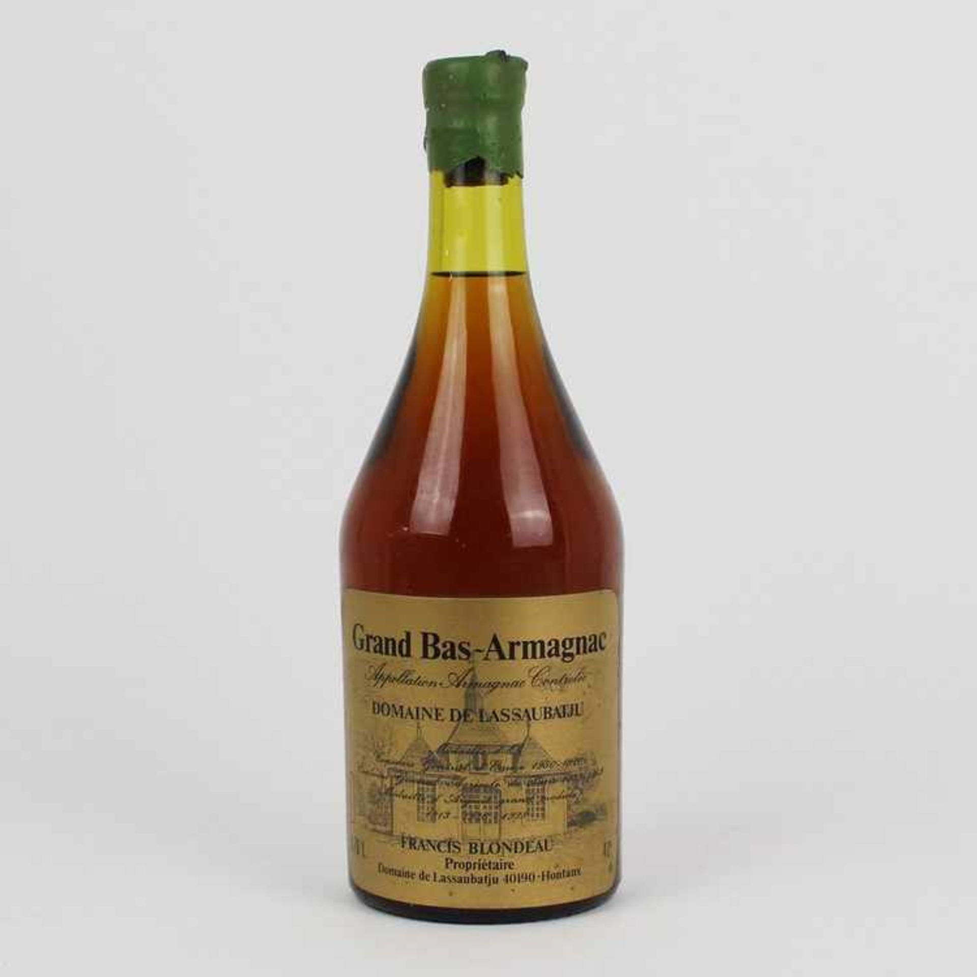 Armagnac1970er Jahre, 1 Fl., Grand Bas, Domaine de Lassaubatju, Francis Blondeau, 0,7l, 42 %, min.