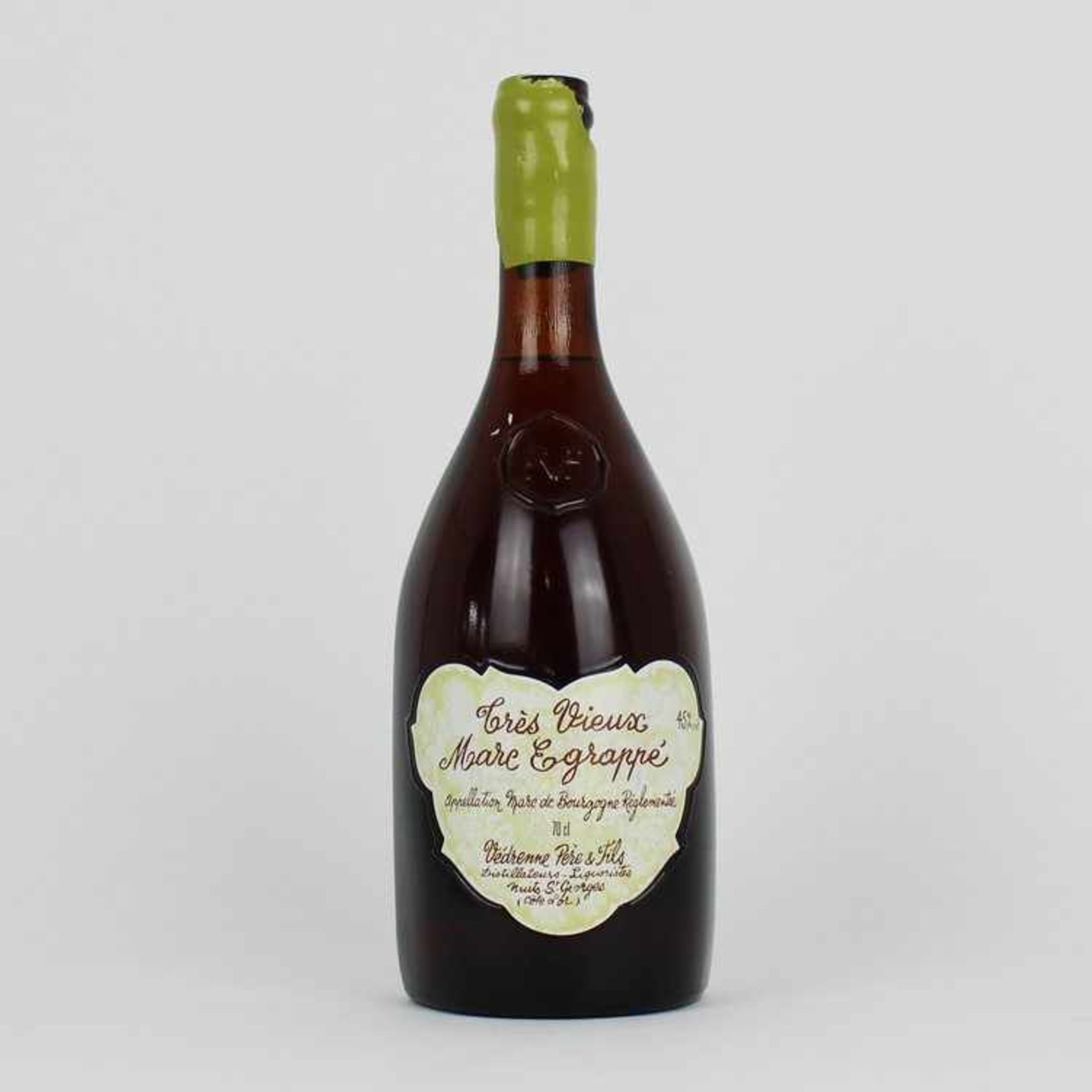 Marc de Bourgogne1 Fl., Tresterbrand, Gres Vieux Marc Egrappe, Vedrenne Pere & Fils, 70 cl, 45 %,