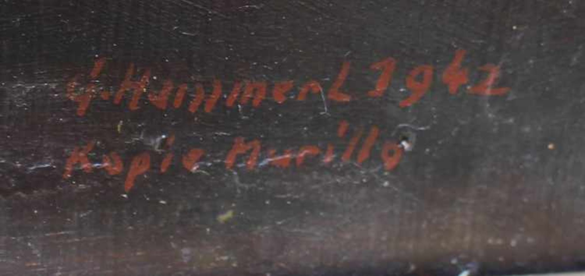Hammerl, G.Kopie n. Murillo, "Madonna mit Kind", Öl/Platte, kontrastreiche Farbpalette, feiner - Bild 2 aus 2