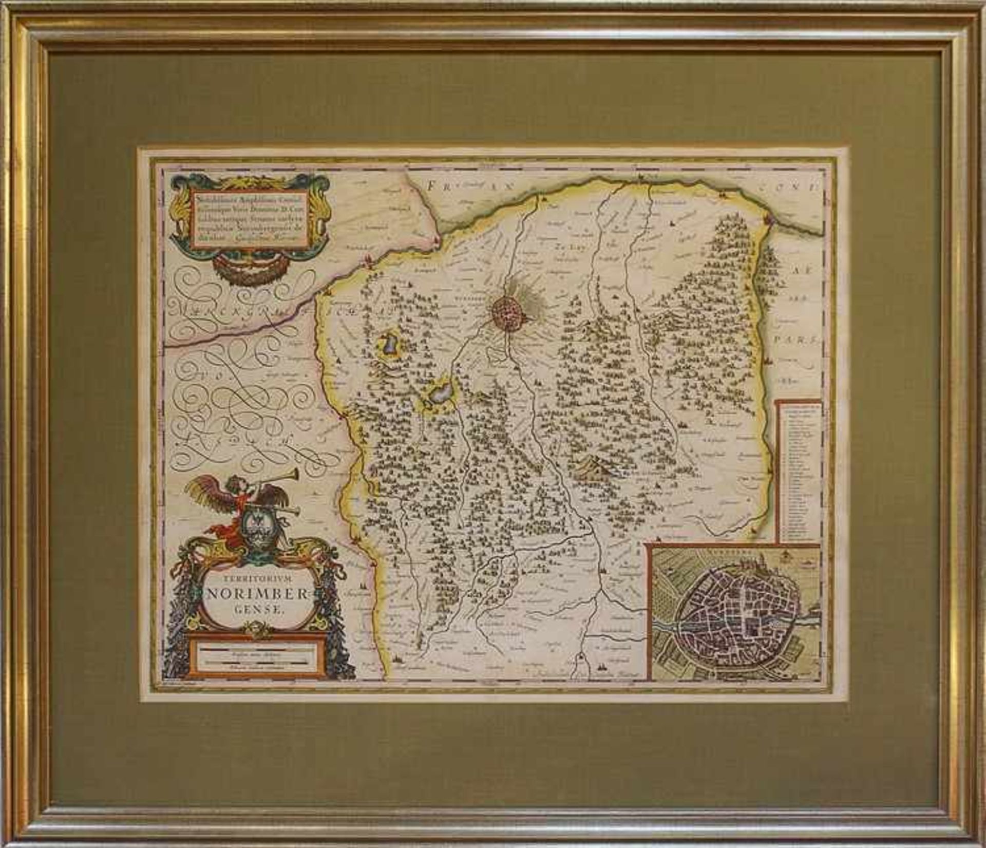 Blaeu, Willem - Nürnberg"Territorium Norimbergense", Kupferstichkarte von Nürnberg, teilkoloriert,