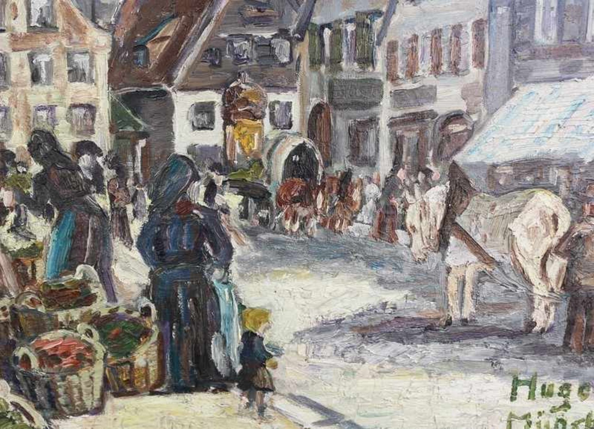 Fischer, HugoMünchner Maler 20.Jh., rs. bez. "Fürth - Grüner Markt", Öl/Lwd., einnehmende - Bild 3 aus 5