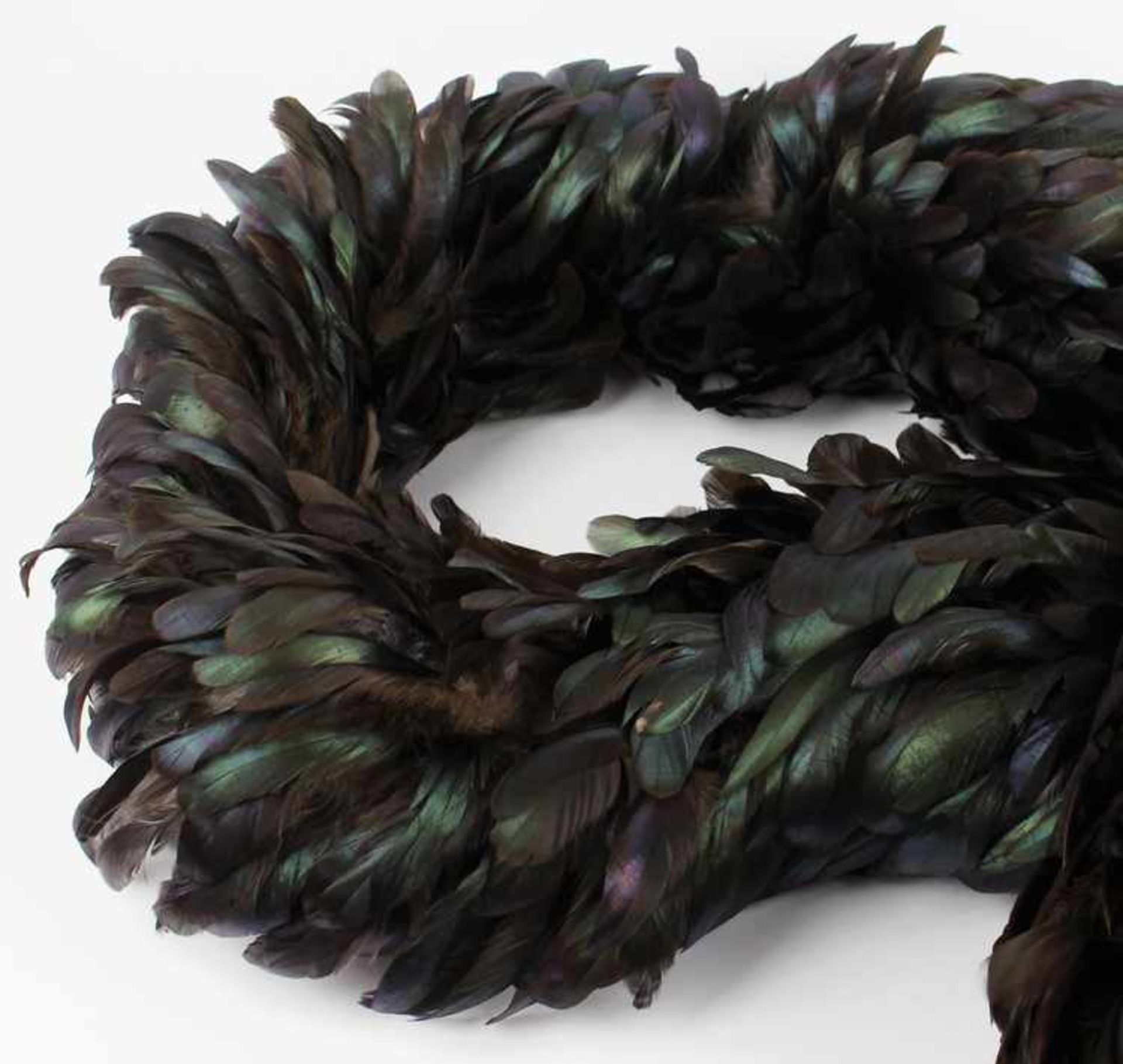 FederboaSchal aus Hahnenfedern, schwarzgrün, gut erhalten, L ca. 210 cm - Bild 2 aus 2