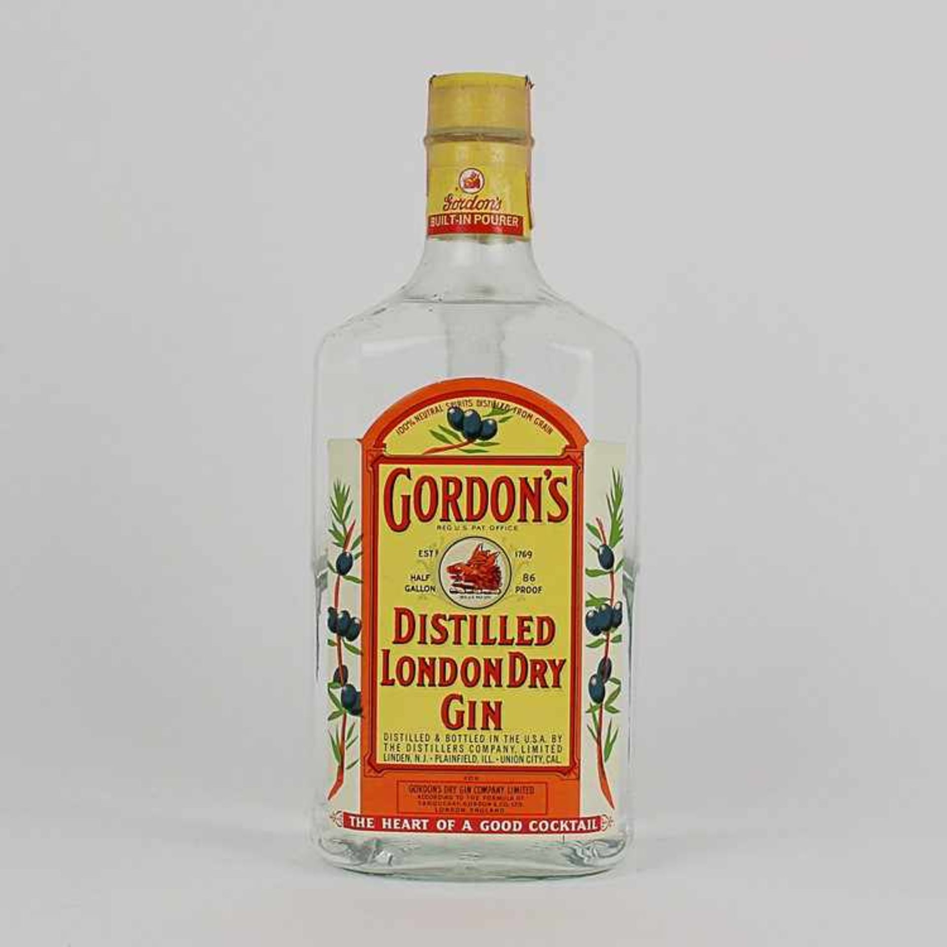 Gin1 Fl., Half Gallon, Gordons`s London Dry Gin, ältere Abfüllung, min. Alterssp., ungeöffnet