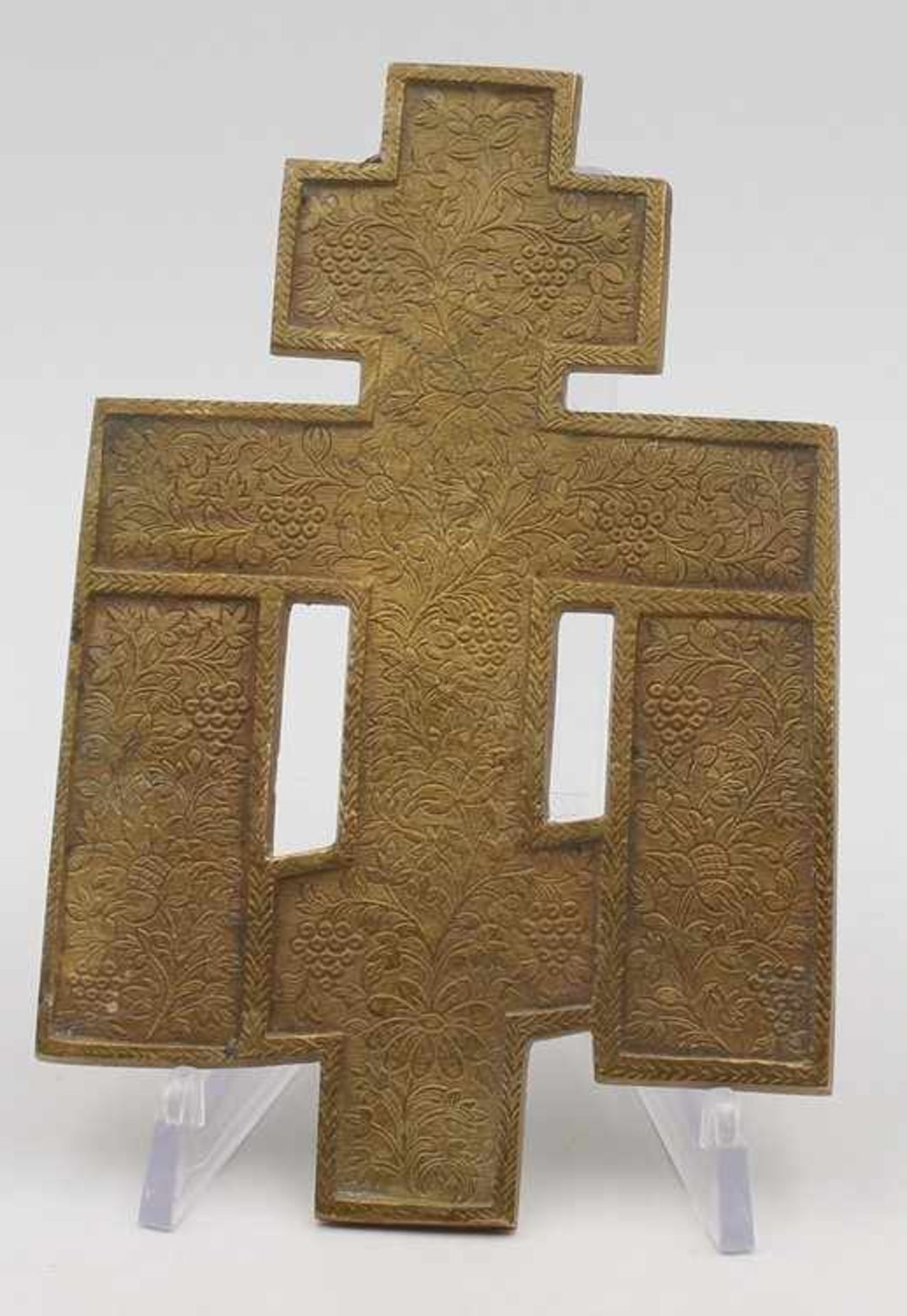ReiseikoneRussland, Bronze/Messing, Emaille, reliefiert, durchbrochen, Kreuzigung mit - Bild 2 aus 2