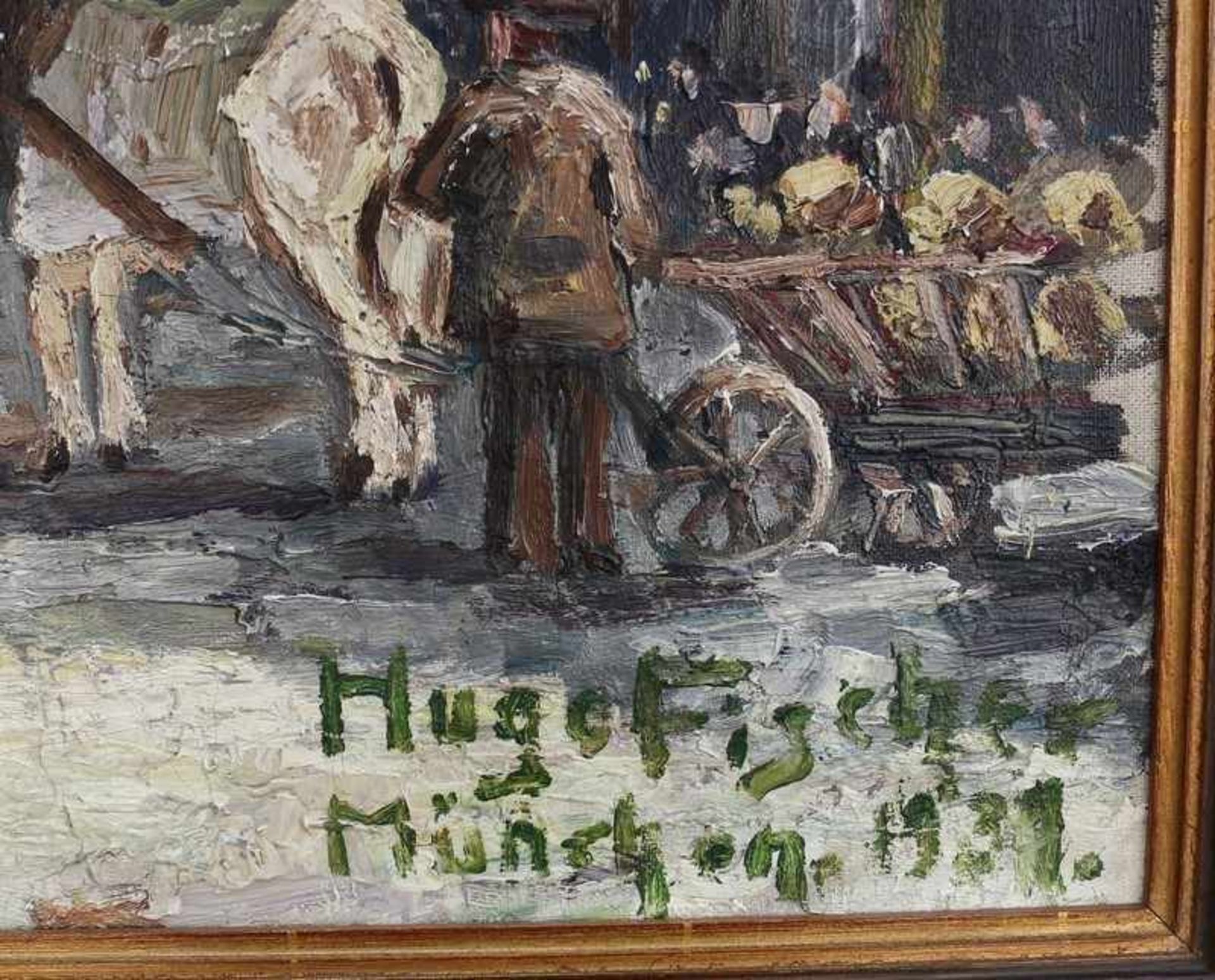 Fischer, HugoMünchner Maler 20.Jh., rs. bez. "Fürth - Grüner Markt", Öl/Lwd., einnehmende - Bild 2 aus 5