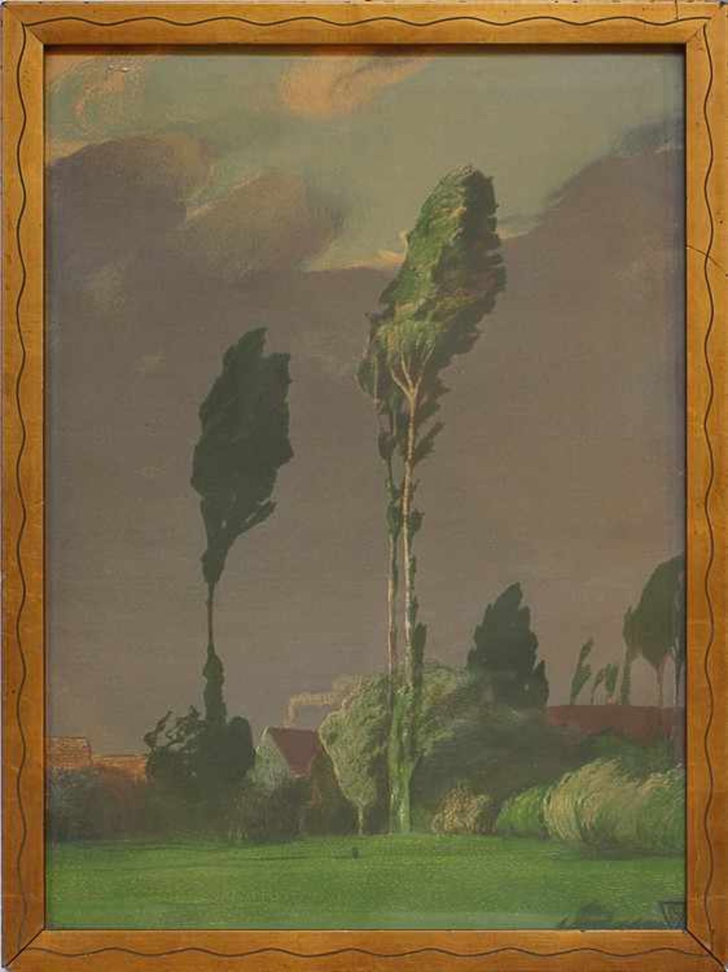 Kampmann, Gustav1859 Boppard - 1917 Bad Godesberg, Studium an der Karlsruher Akademie, "Pappeln im
