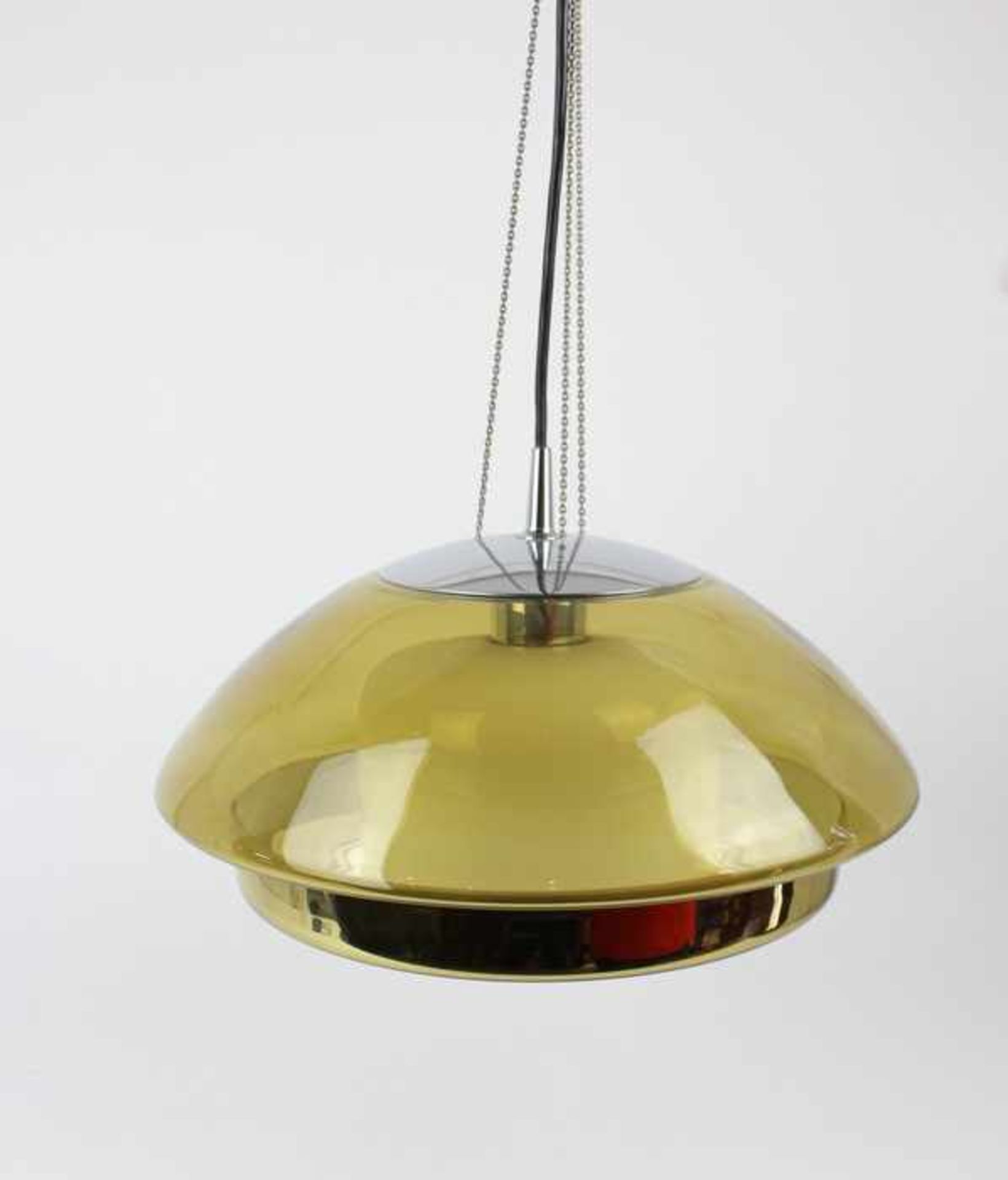 Deckenlampe - Peill & Putzler1970er J., Glas, einflammig, Klebeetikett "Putzler", zweigeteilter