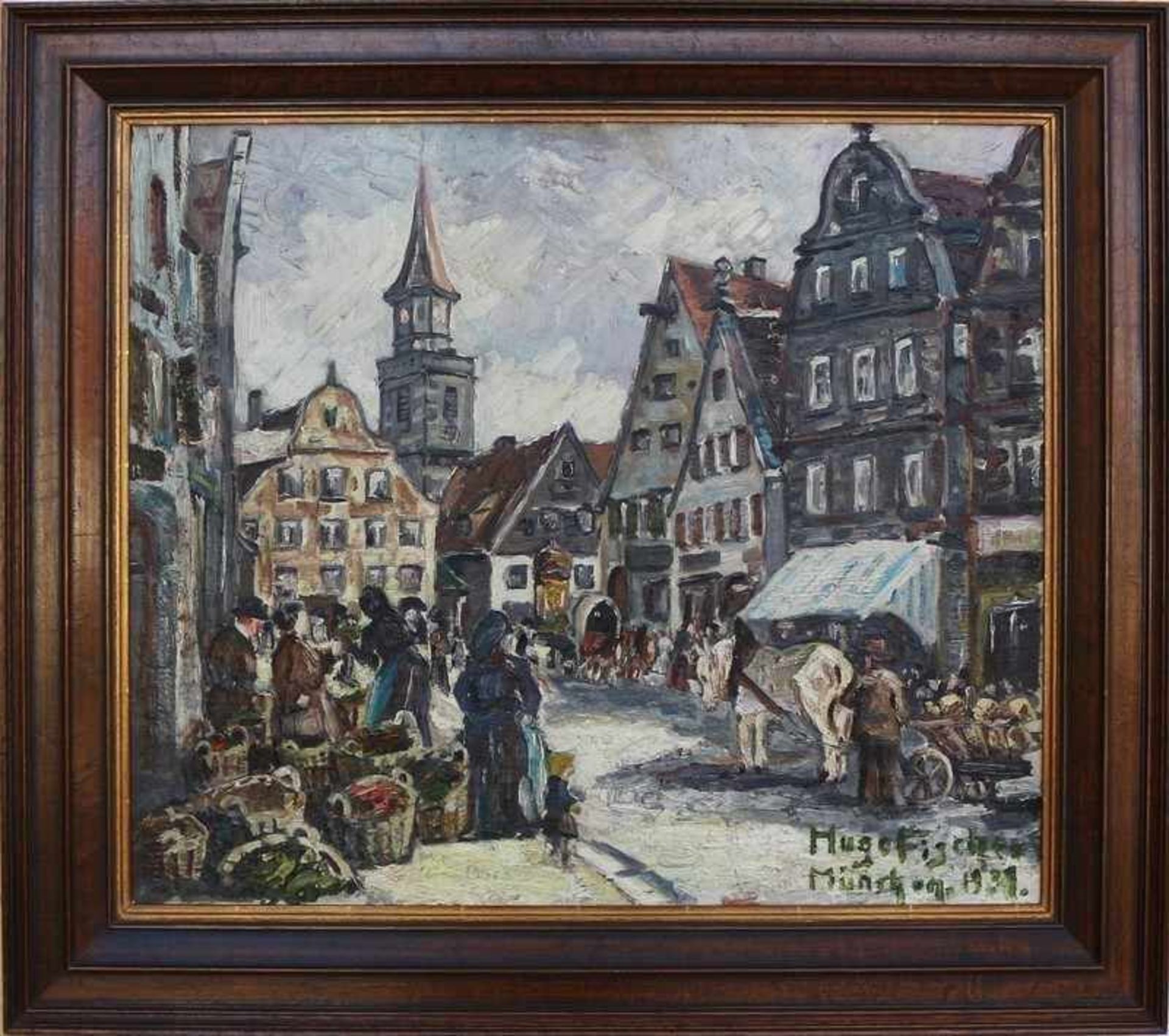 Fischer, HugoMünchner Maler 20.Jh., rs. bez. "Fürth - Grüner Markt", Öl/Lwd., einnehmende