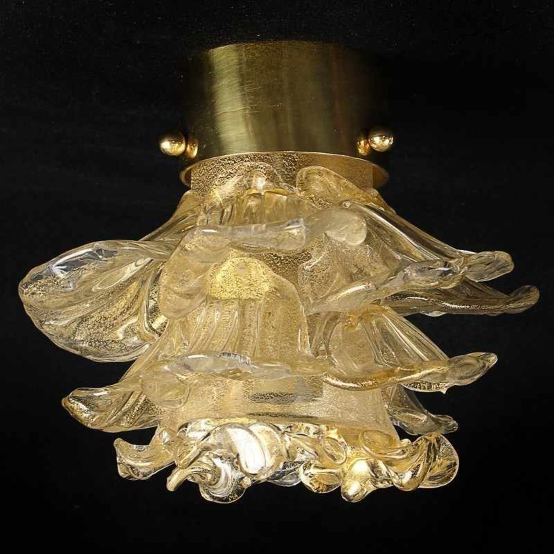 DeckenlampeKlebeetikett barovier & toso murano venezia, Glas/goldfarbene Metallhalterung,