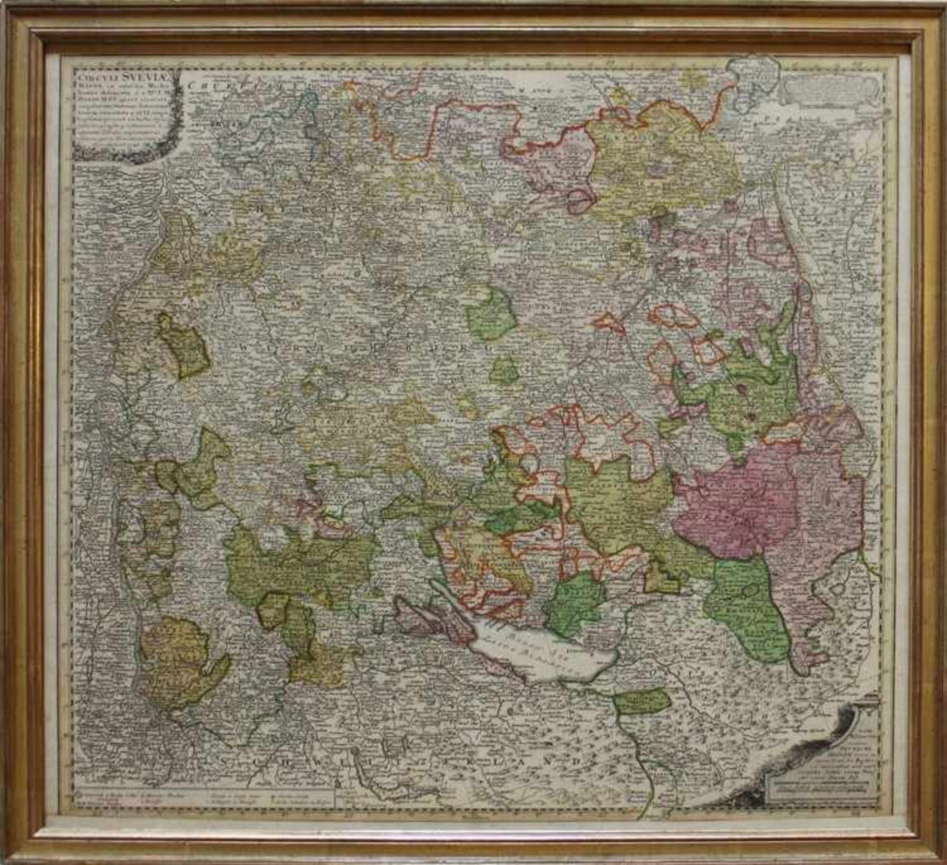 Homann - Schwäbischer Kreis"Circuli Sveviae. Mappa ex subsidijs Michalianis delinata", verlegt bei