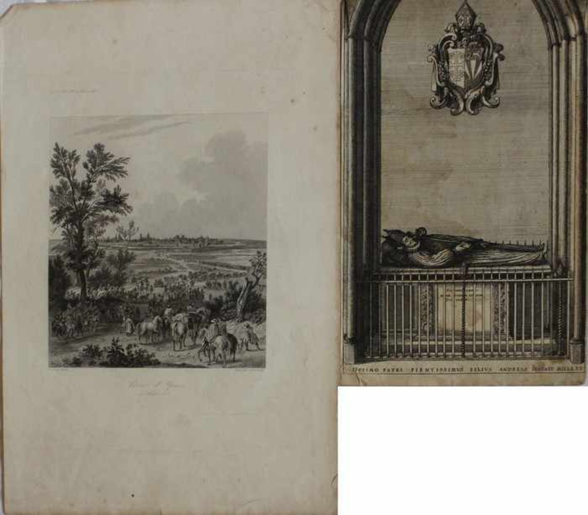 Hollar, Wenzel1607 Prag - 1677 London, "Begräbnisszene", ruhender Bischof auf dem Grabstein,