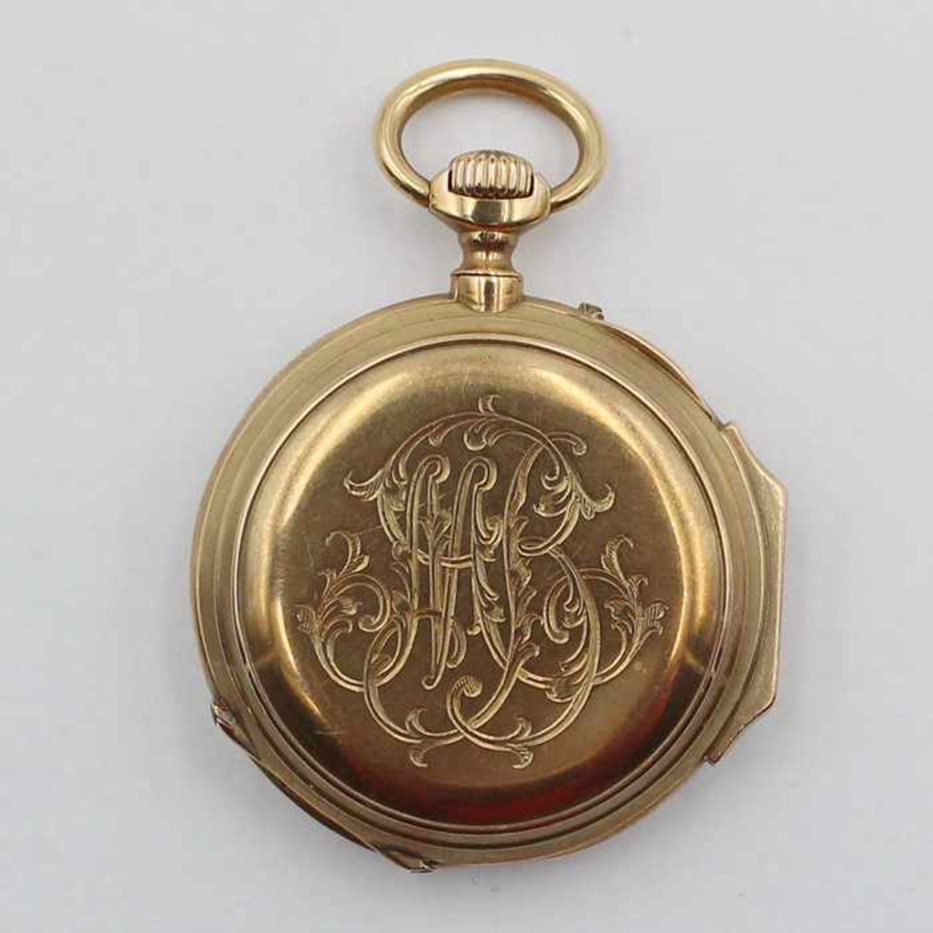 Damentaschenuhrum 1880, vergold., Lepine-Gehäuse, weißes Email-Zifferblatt, röm./arab. Ziffern, - Bild 2 aus 2