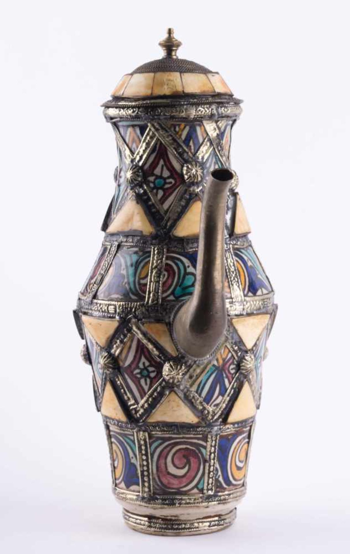 Osmanische Kanne wohl 19. Jhd. / Ottoman jug, probably 19th century Keramik, farbig staffiert, mit - Bild 2 aus 6