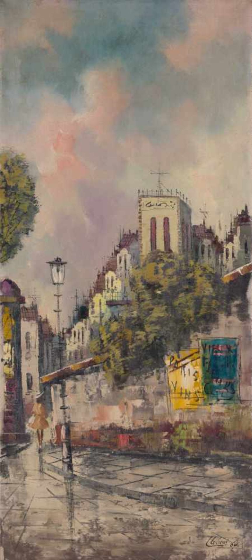 Künstler des 20. Jhd. / Artist of the 20th century "Paris" Gemälde Öl/Leinwand, 73 cm x 33 cm,