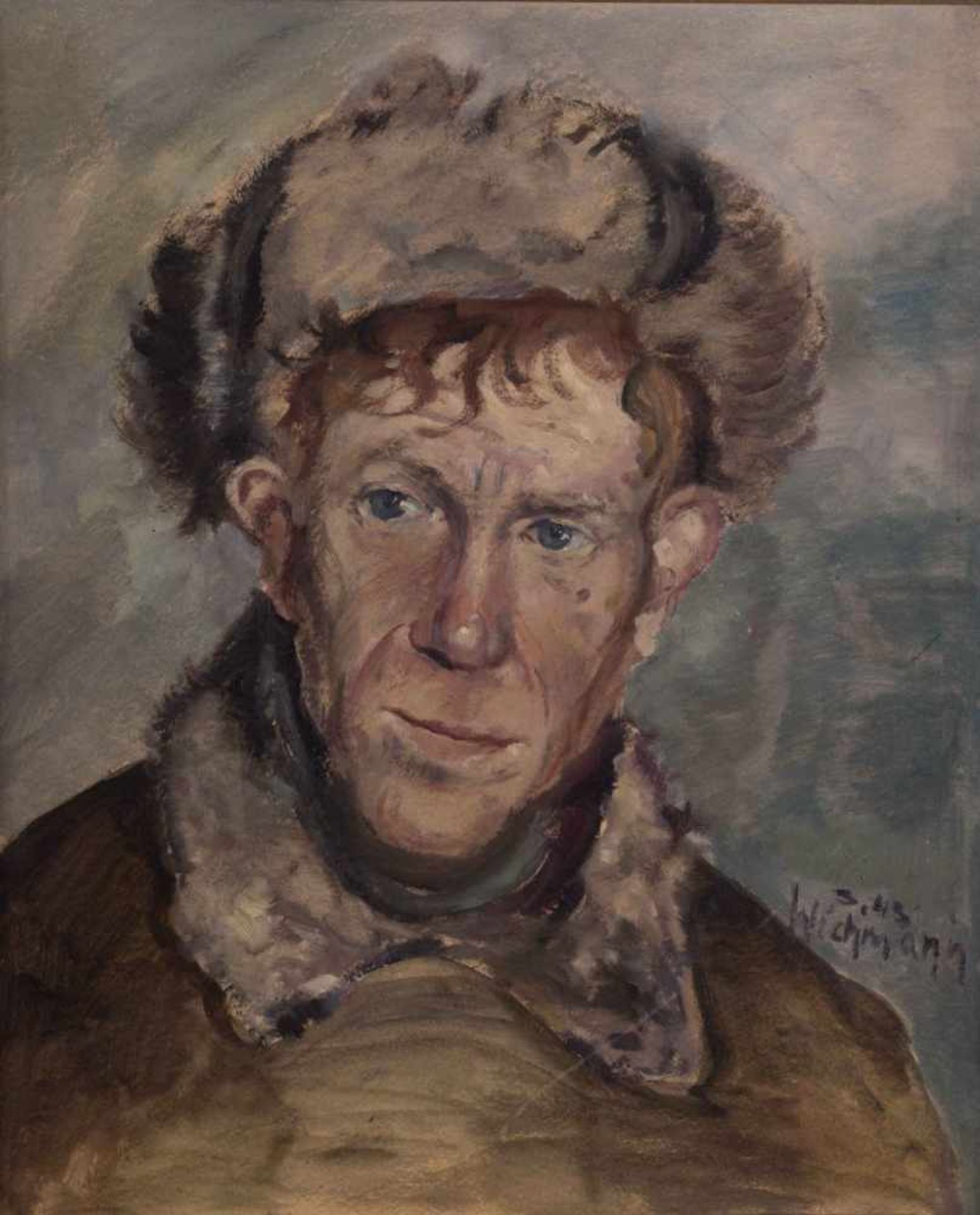 Walter WICHMANN (1916-1970) "Herrenportrait" Gemälde Öl/ Hartfaser, 46,5 cm x 38 cm, rechts signiert