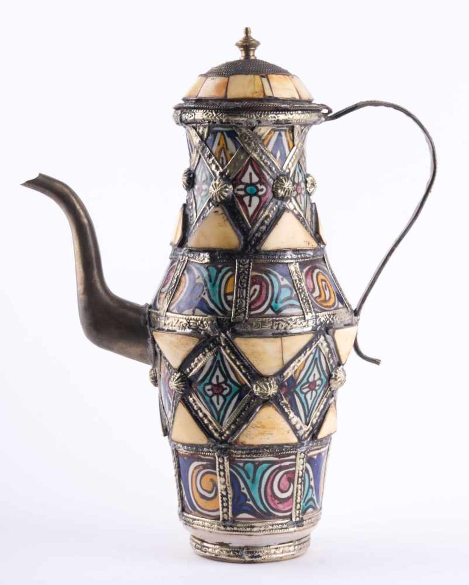 Osmanische Kanne wohl 19. Jhd. / Ottoman jug, probably 19th century Keramik, farbig staffiert, mit