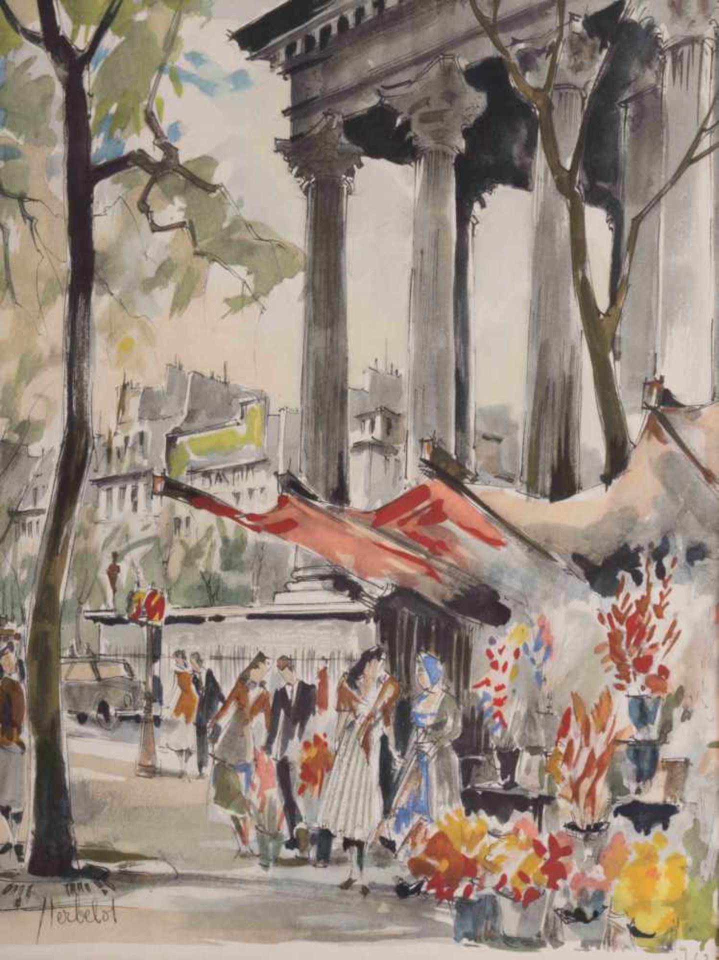 Künstler Frankreich 20. Jhd. / French artist of the 20th century "Paris La Madeleine" Zeichnung