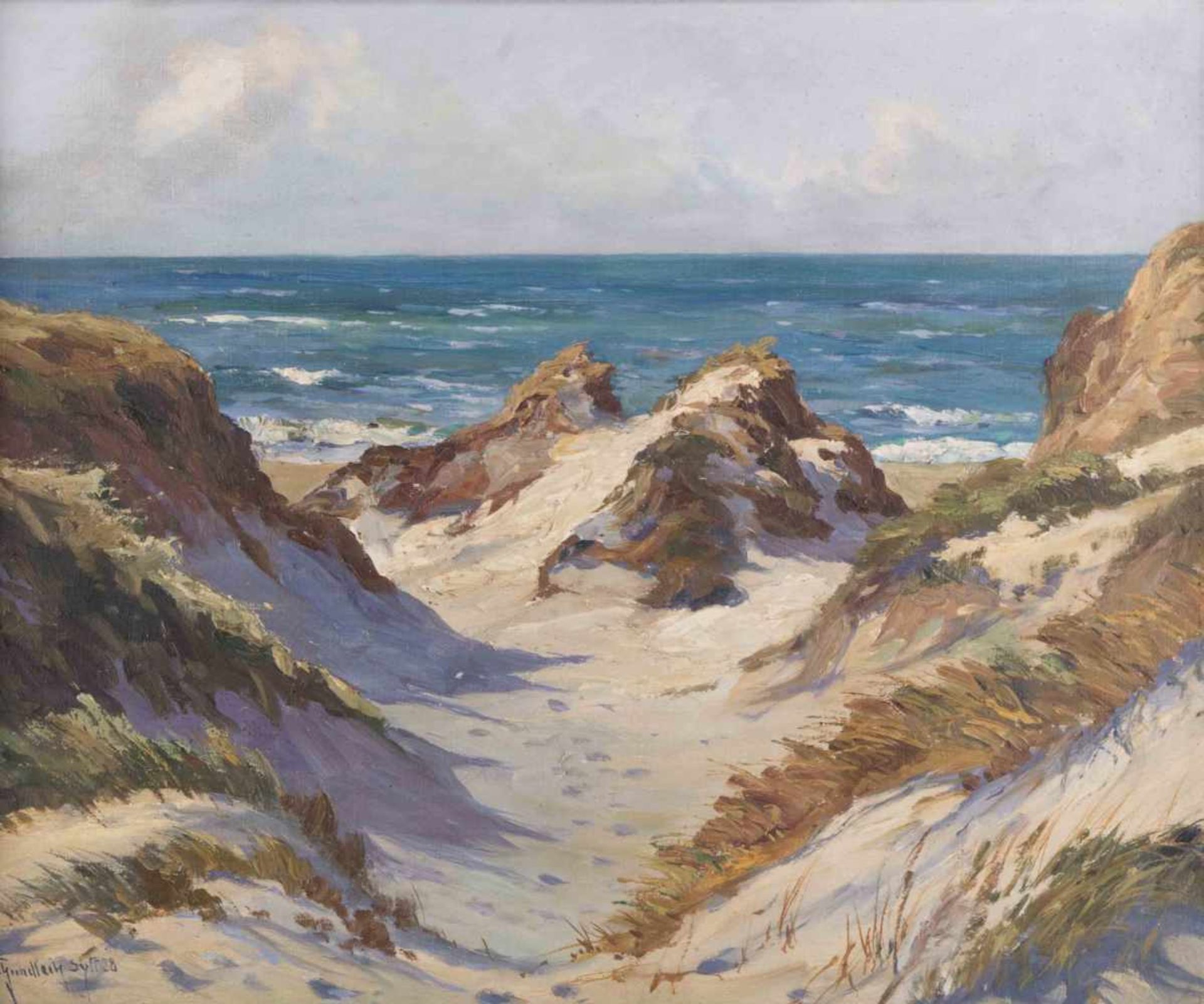 Henry GUNDLACH (1884-1965) "Dünen auf Sylt" Gemälde Öl auf Leinwand, 50,5 cm x 60 cm, unten links