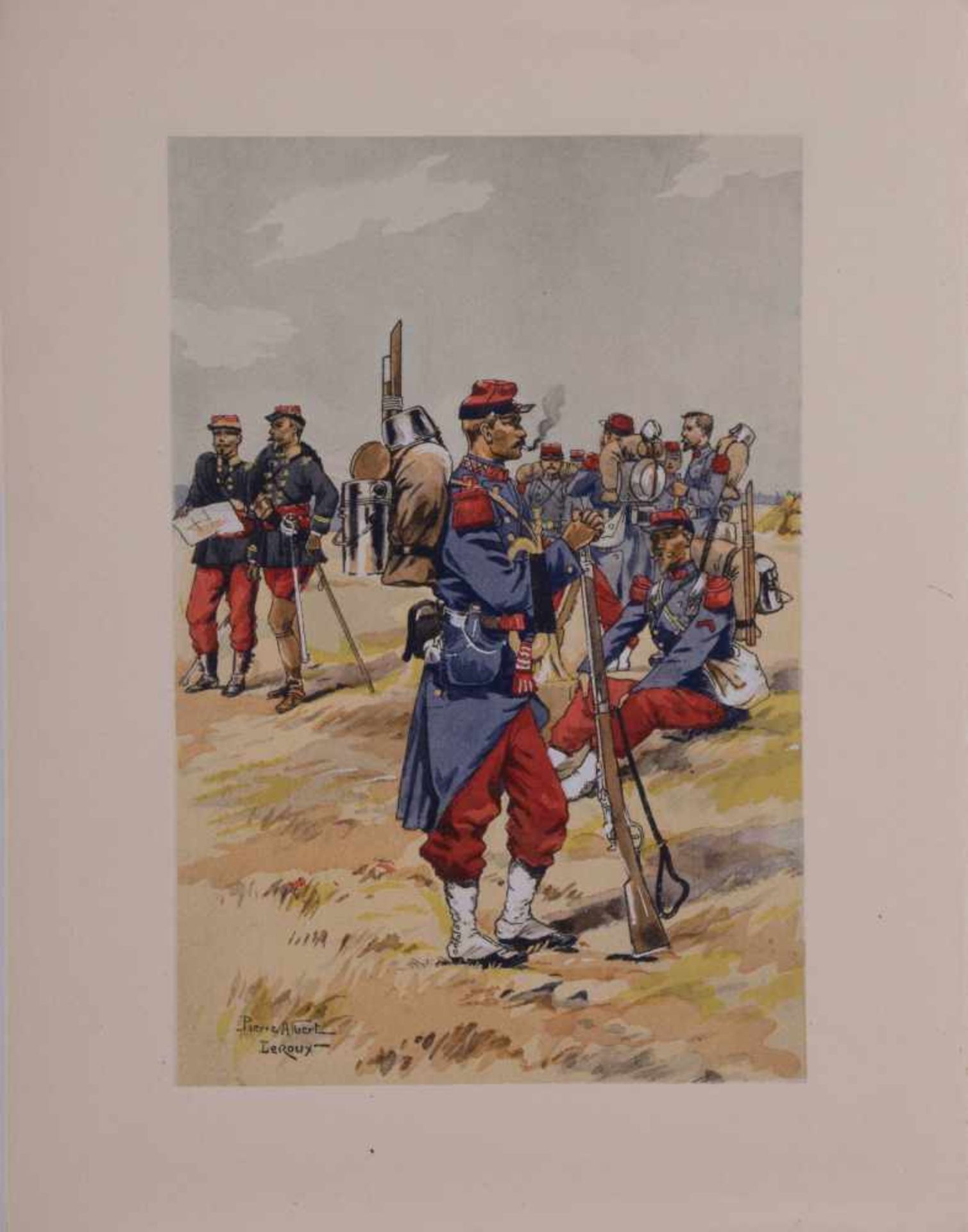 Pierre Albert LEROUX (1890-1959) "Infanterie" Zeichnung-Aquarell, weißgehöht, Bütten, 24,7 cm x 16,3 - Bild 2 aus 6