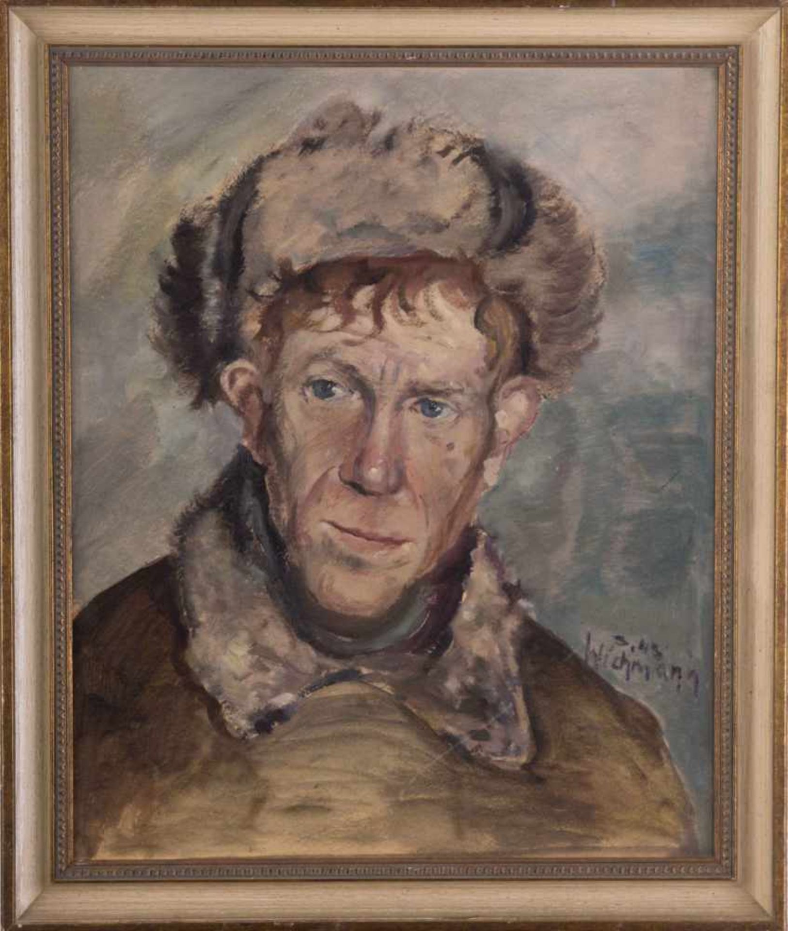 Walter WICHMANN (1916-1970) "Herrenportrait" Gemälde Öl/ Hartfaser, 46,5 cm x 38 cm, rechts signiert - Bild 2 aus 6