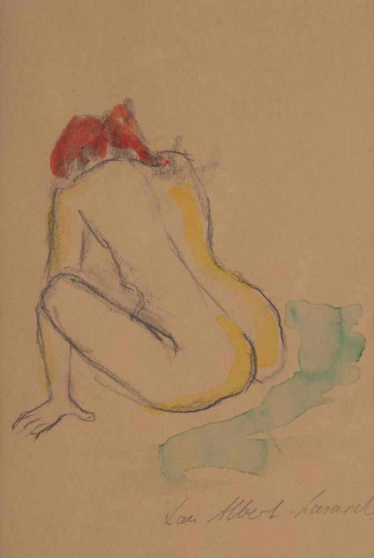 Lou ALBERT-LASARD (1885-1969) "sitzender weiblicher Akt" (um 1930) Mischtechnik, Graphit, Kreide und