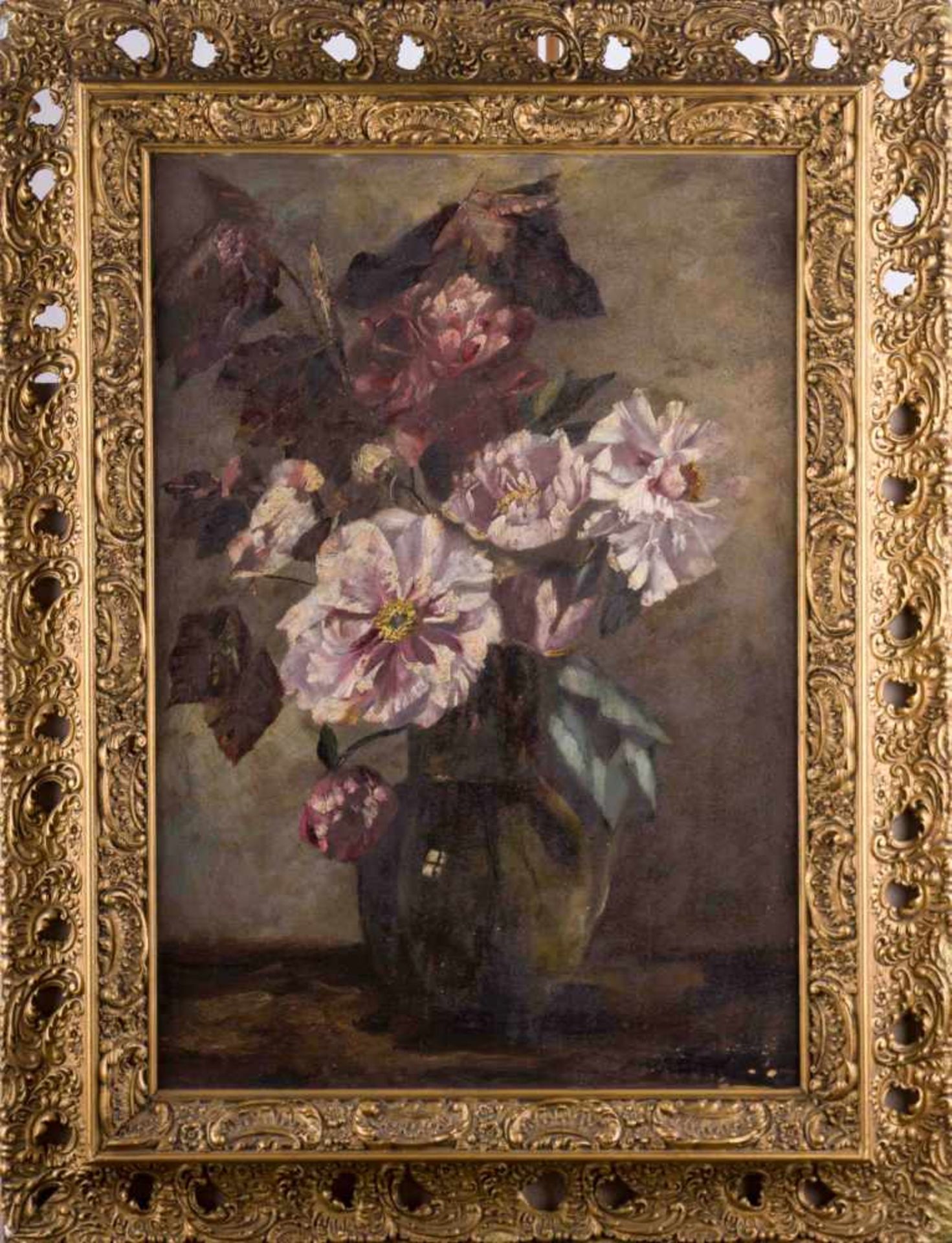 L. Friedme o.ä. 19./20. Jhd. "Blumenstillleben mit Pfingstrosen" Gemälde Öl/Malkarton, 70 cm x 50 - Bild 2 aus 7