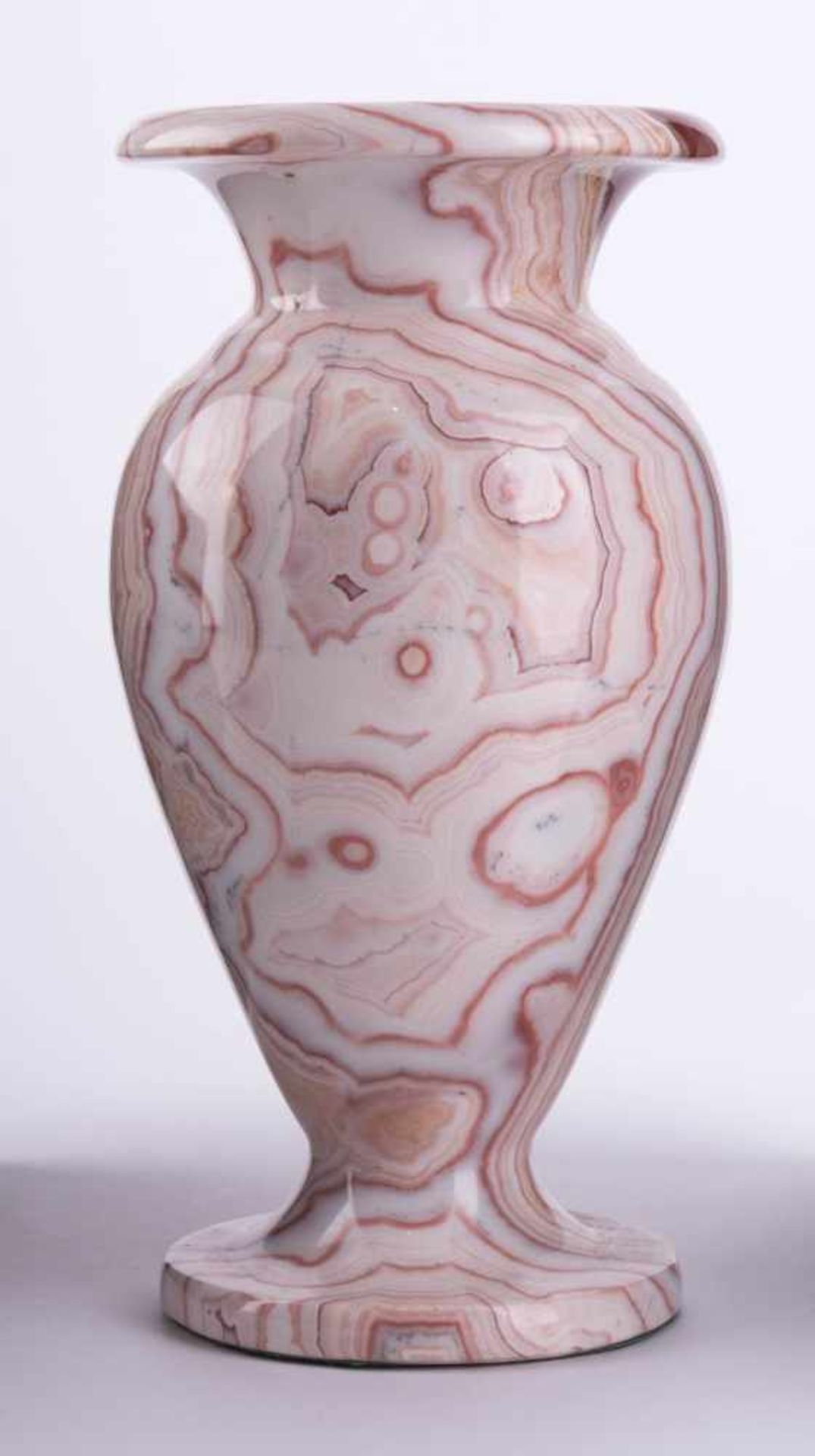 Marmor Vase / Marble vase rot weißer Marmor, poliert, H: ca. 19 cm red-white marble, polished,