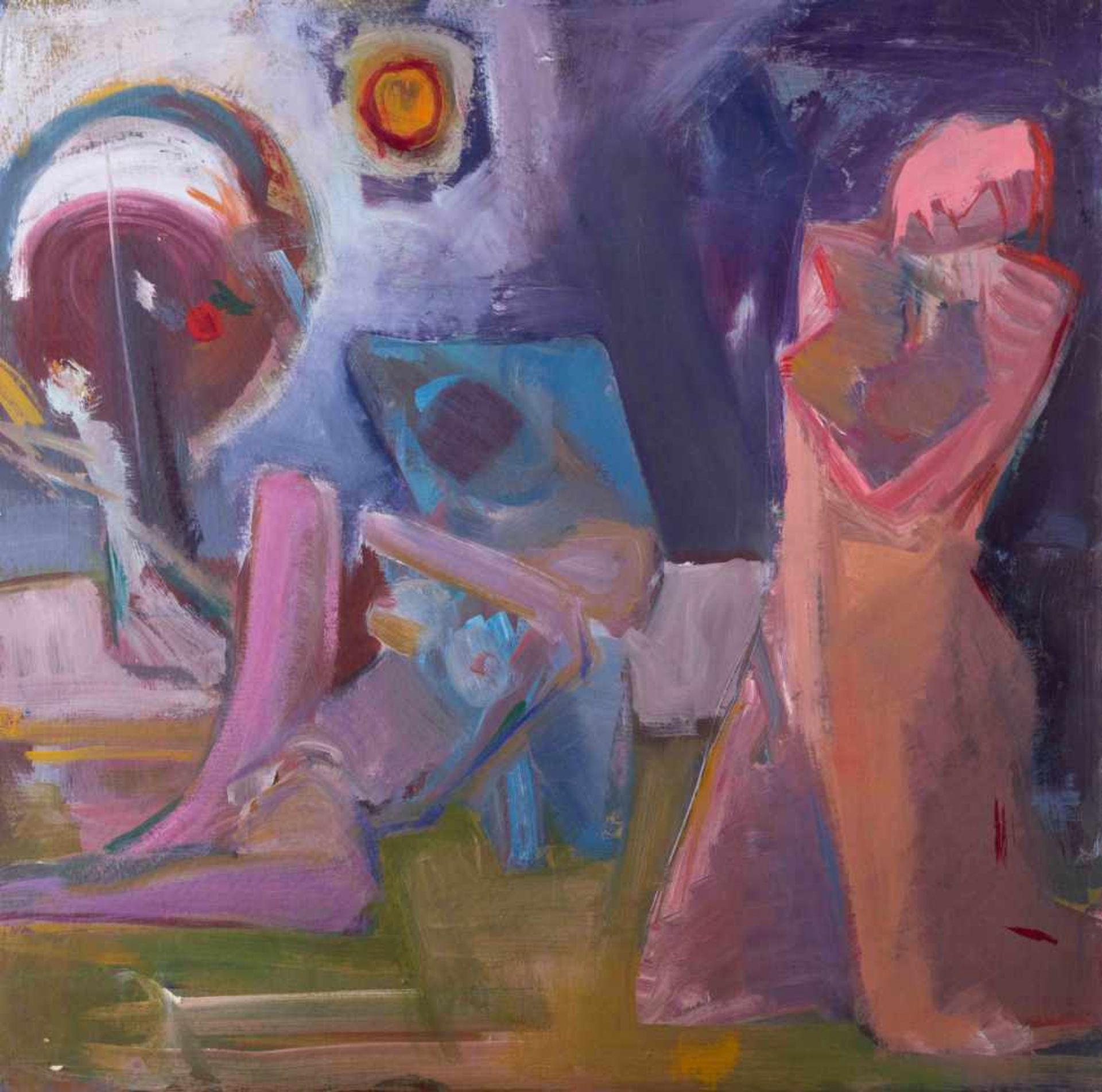Klaus TOBER (1950-1994) "3 Akte" Gemälde Öl/Karton, 49,7 cm x 49,7 cm, verso Künstlerangabe und