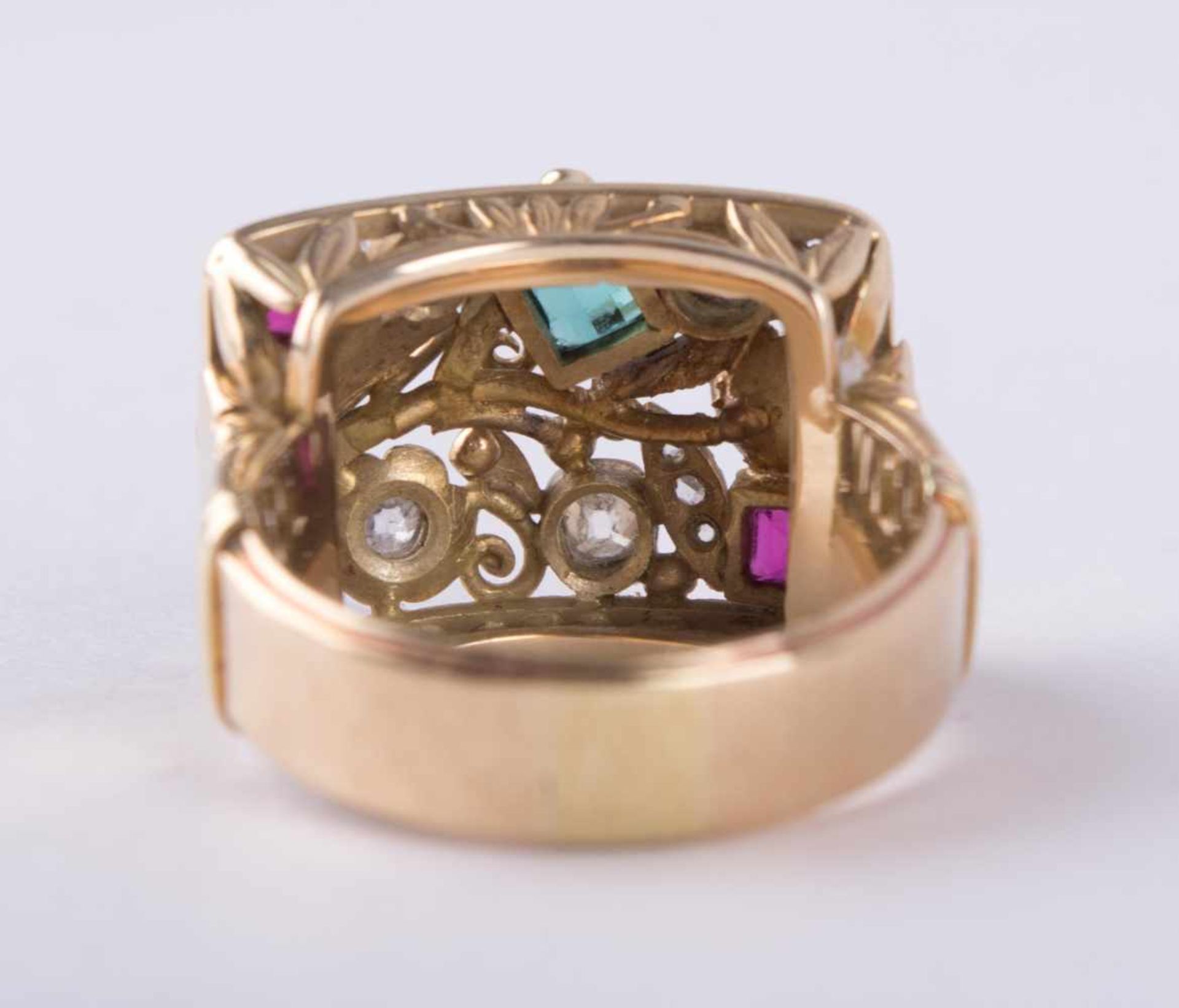 Herren/Damen-Ring / Men´s/Women´s Ring GG 585/000, sogenannter Gemüsering, besetzt mit 5 Diamanten - Image 5 of 6