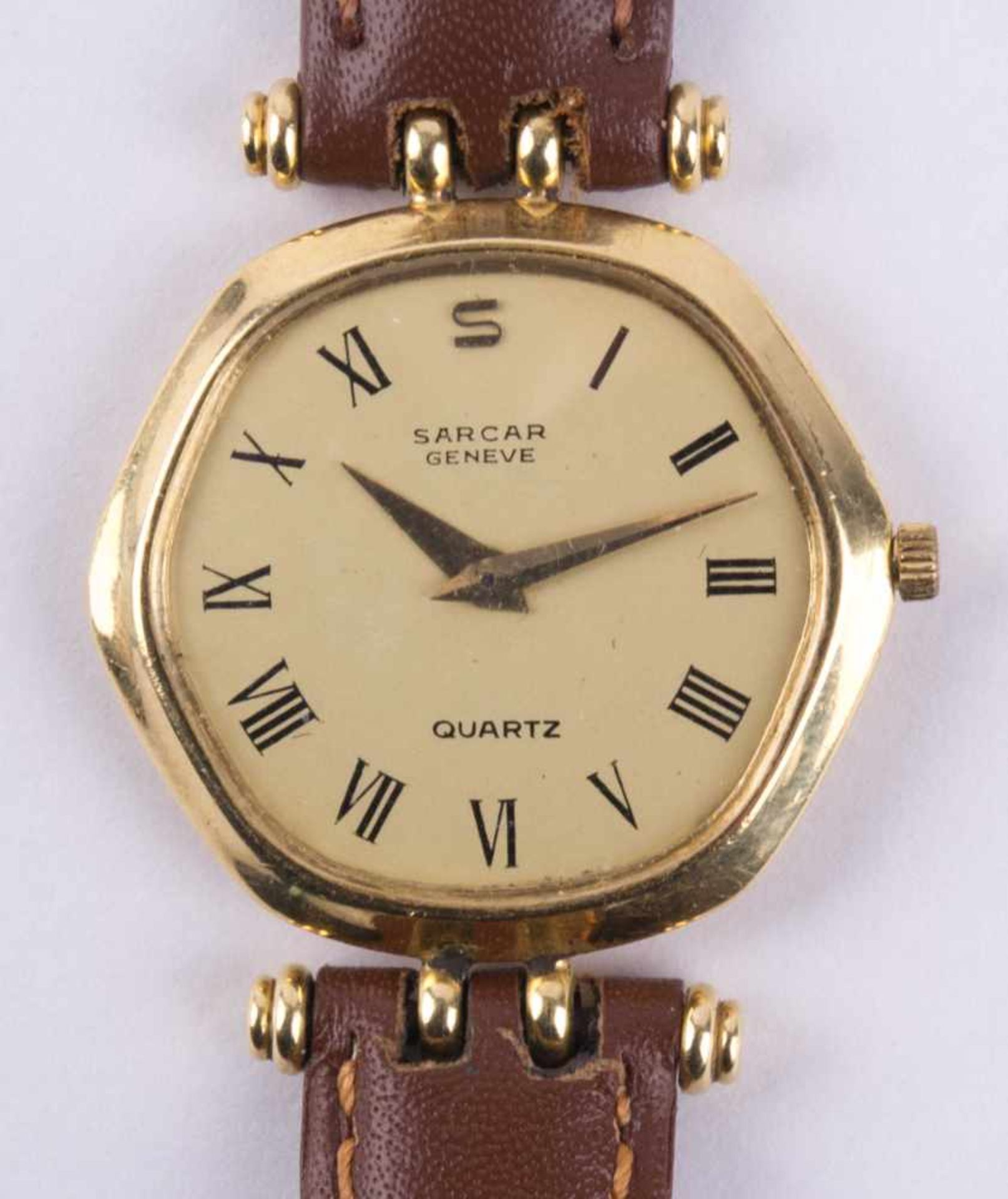 Damen Armbanduhr Sarcar Geneve / Women´s wristwatch GG 750/000, innen im Deckel punziert, Quarzwerk, - Image 3 of 5