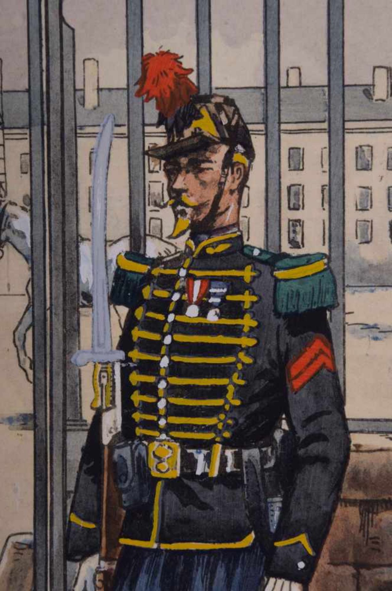 Pierre Albert LEROUX (1890-1959) "Garde Infanterie" Zeichnung-Aquarell, weißgehöht, Bütten, 24,7 - Bild 4 aus 6