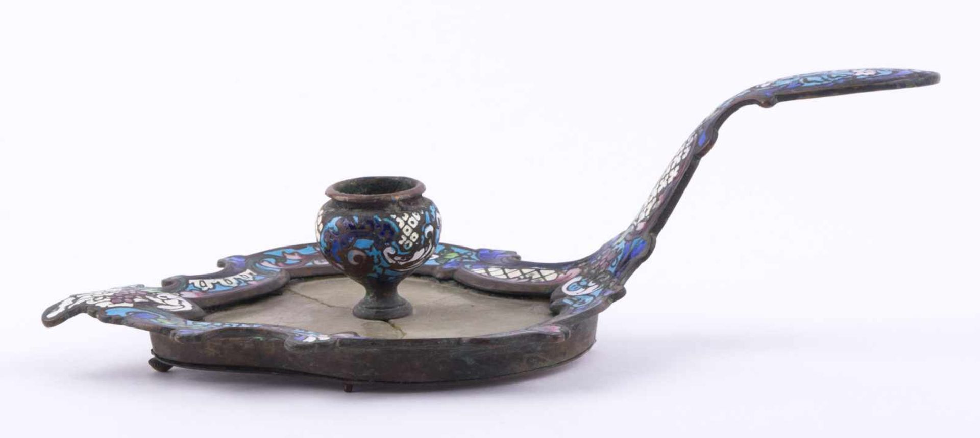 Cloisonnè-Handkerzenleuchter Frankreich 19. Jhd./ Cloisonné candlestick, France 19th century mit - Bild 2 aus 5