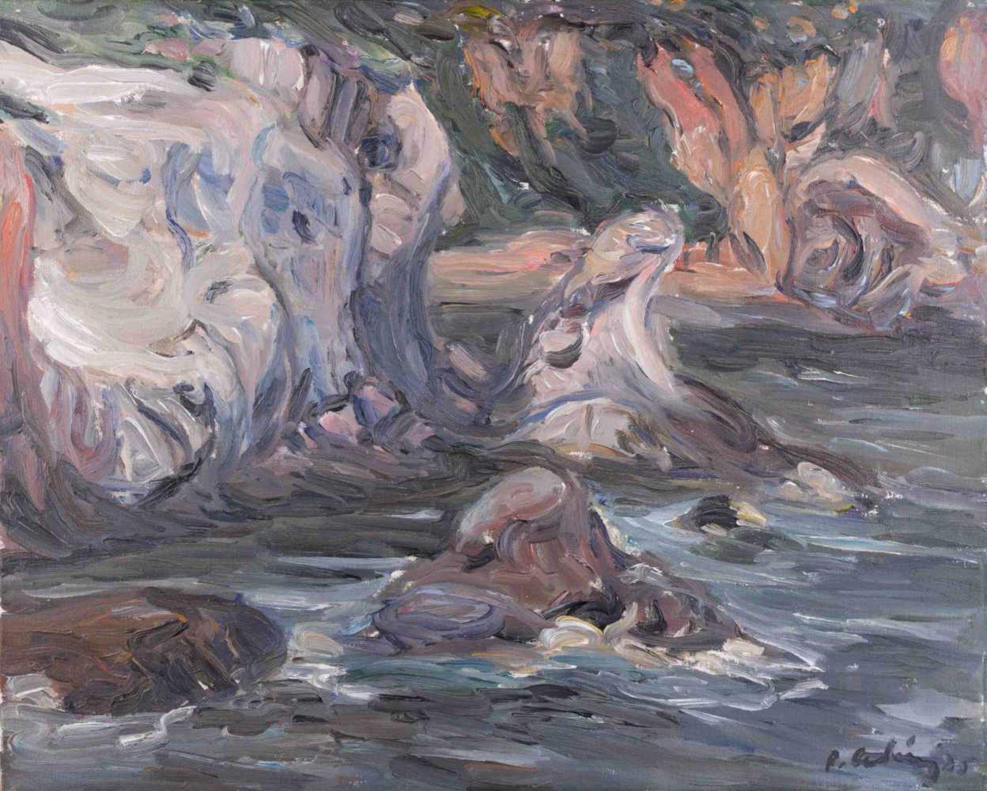 Roland LADWIG (1935-2014) "Cote d'azur" Gemälde Öl/Leinwand, 59 cm x 73,5 cm, rechts unten