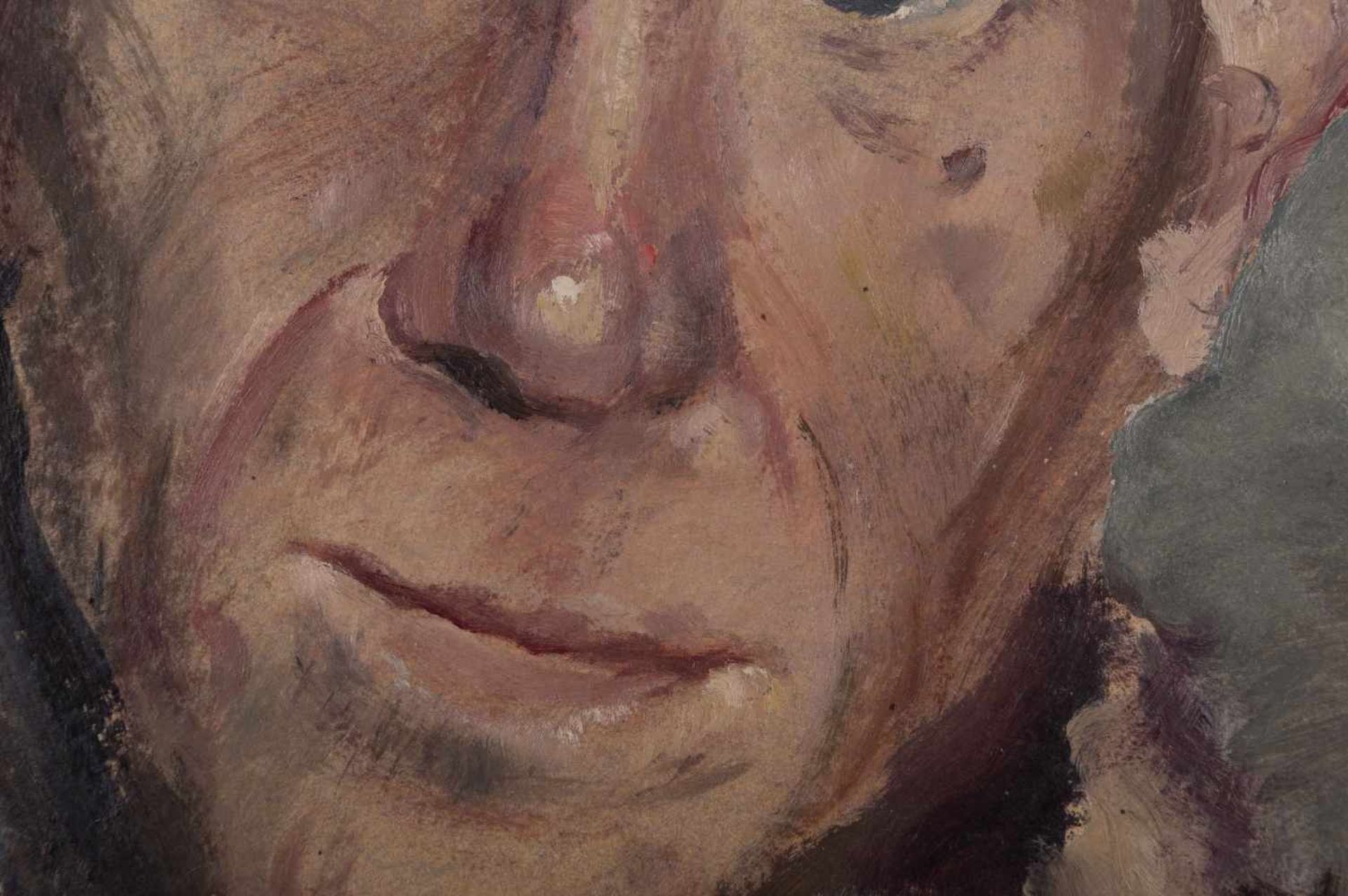 Walter WICHMANN (1916-1970) "Herrenportrait" Gemälde Öl/ Hartfaser, 46,5 cm x 38 cm, rechts signiert - Bild 3 aus 6