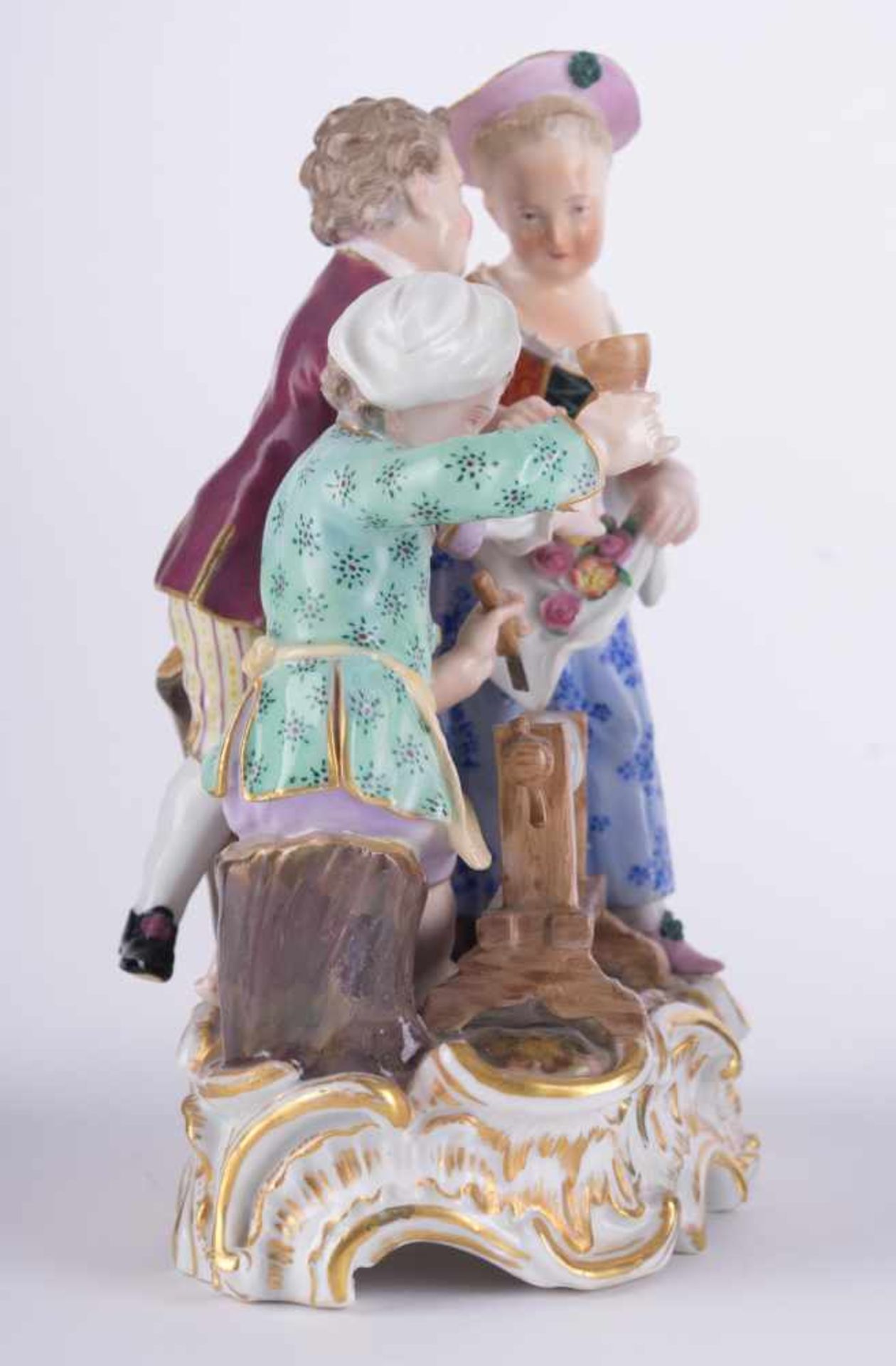 Figur Meissen vor 1840 / figure, Meissen before 1840 "beim Kinderschnitzer", farbig und - Bild 2 aus 7