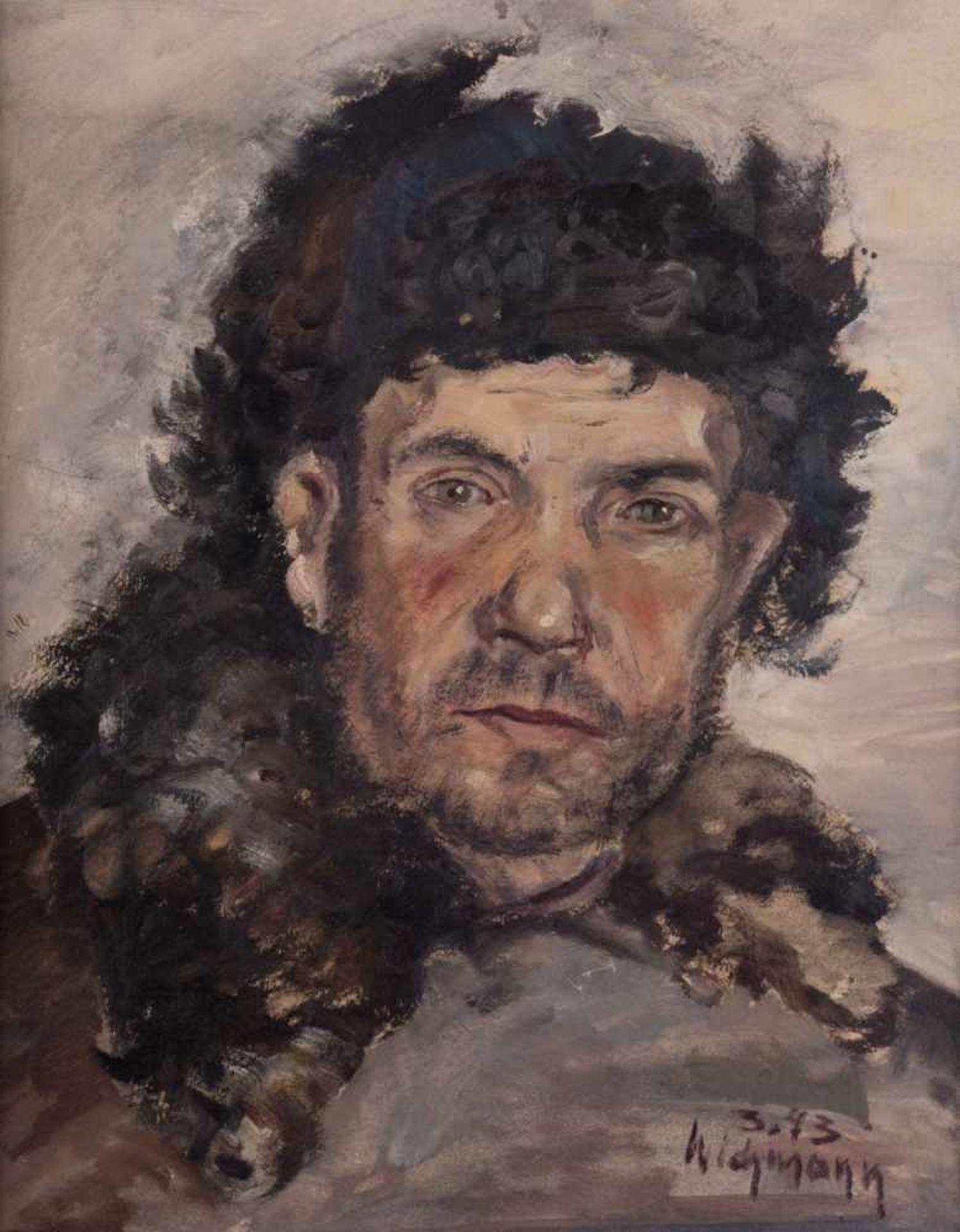 Walter WICHMANN (1916-1970) "Herrenportrait" Gemälde Öl/ Hartfaser, 44 cm x 34,5 cm, rechts signiert