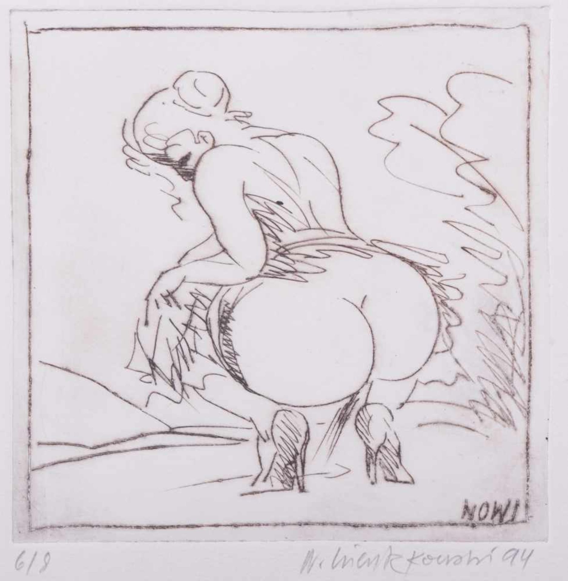 Norbert WIENTZKOWSKI (1940-2006) "erotische Darstellung" Grafik-Multiple, Radierung, 12 cm x 12 cm