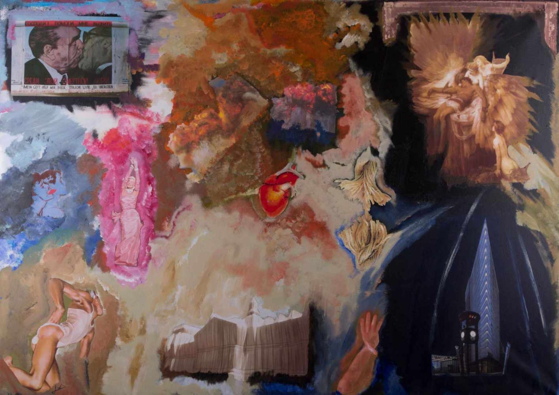 Lothar Wagner 20./21. Jhd. "Ohne Titel" Gemälde/Mischtechnik-Collage auf Leinwand, 100 cm x 140