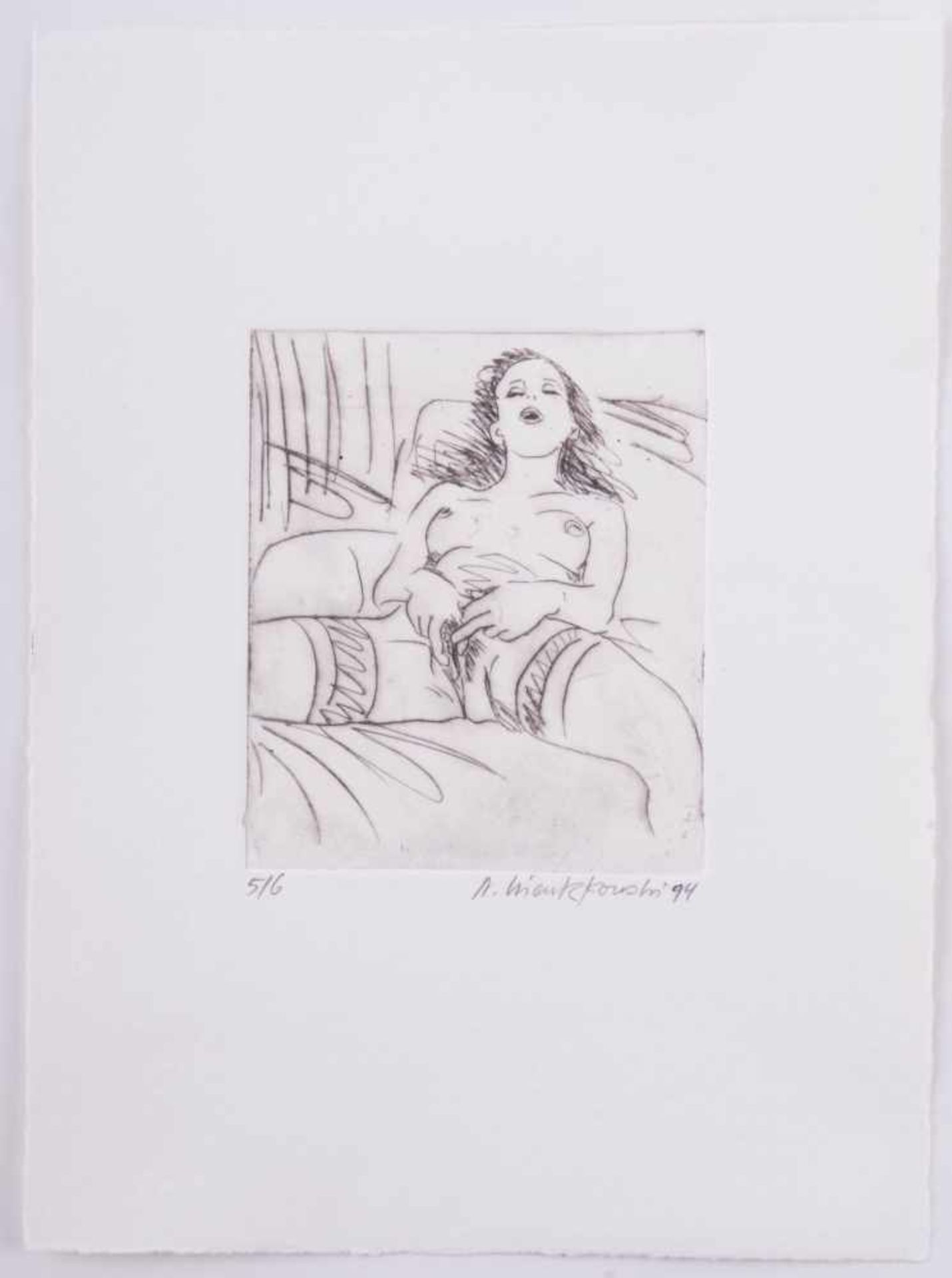 Norbert WIENTZKOWSKI (1940-2006) "Selbstbefriedigung" Grafik-Multiple, Radierung, 12 cm x 10 cm - Image 2 of 3