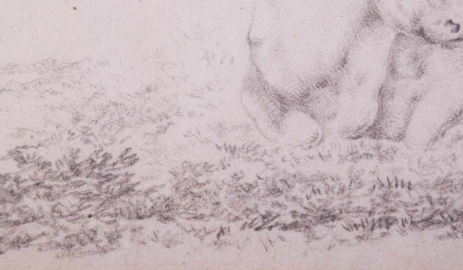 unbekannter Künstler des frühen 19. Jhd. "Liegende Kuh" Zeichnung-Bleistift, 14,2 cm x 19,7 cm, Sehr - Image 4 of 5