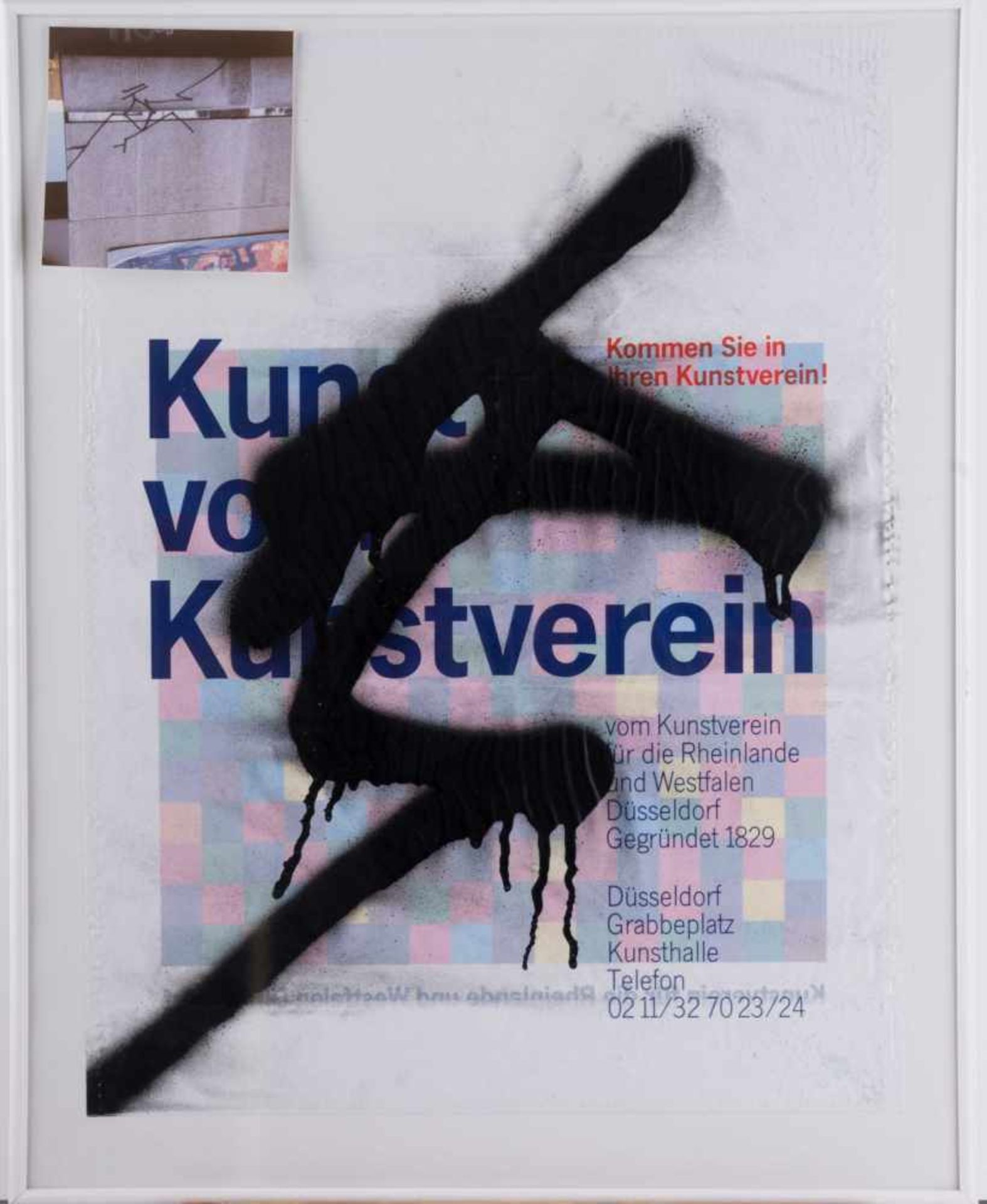 Harald NAEGELI (1939) "Plakat" Kunstofffolie bedruckt und besprüht, 45 cm x 34 cm, rückseitig