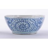 Schale China 17./18. Jhd. blau weiß Malerei, dickwandig, H: 10 cm, Ø 25 cm Bowl, China 17th/18th