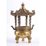 Weihrauchbrenner China Bronze, vergoldet, H: 25,5 cm, Ø ca. 15,5 cm Incense burner China bronze,