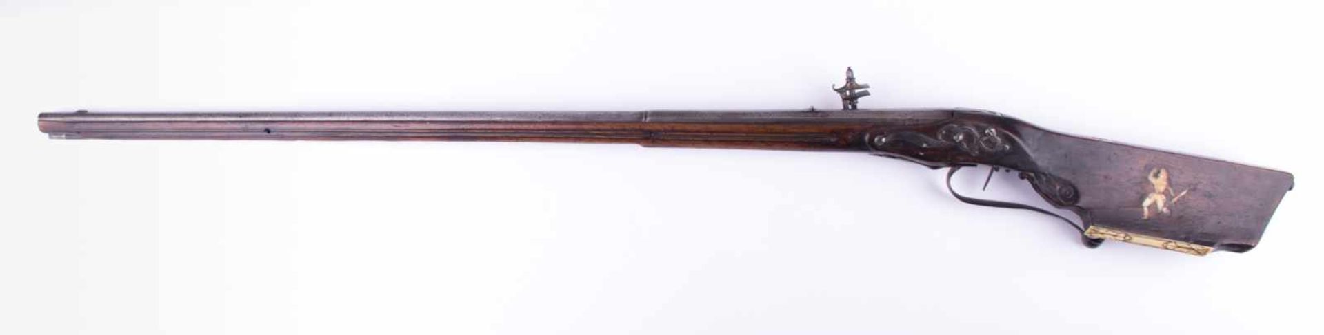 Radschloss-Gewehr Italien um 1600 Beschläge teils graviert, mit Beineinlagen verziert, L: ca. 117