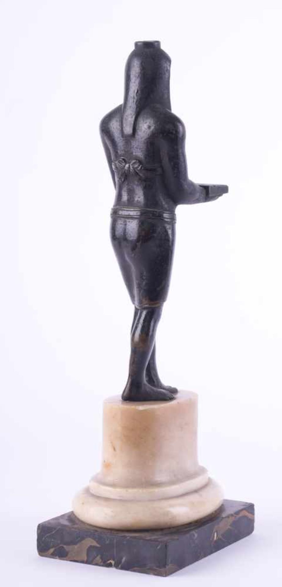 Anonymer Künstler 19. Jhd. "Ägypter" Skulptur-Volumen, Bronze, auf Marmorsockel, Gesamthöhe:37,5 cm, - Image 3 of 3