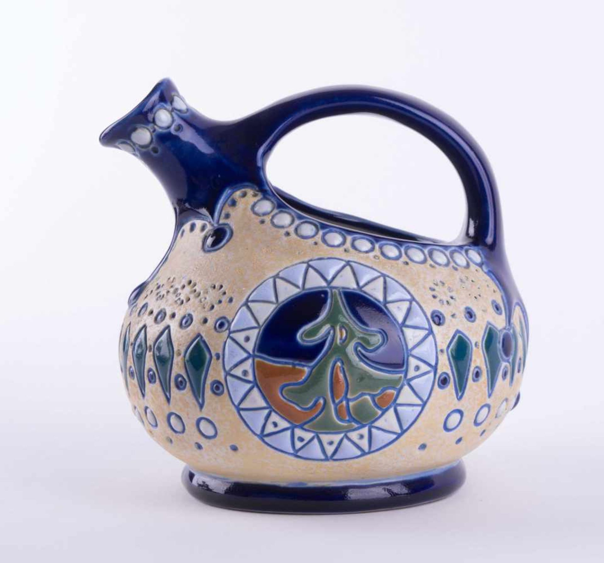 Amphora Kanne Keramik, farbig staffiert, gemarkt, H: 14,5 cm Amphora pot ceramic, colourful painted, - Image 2 of 3