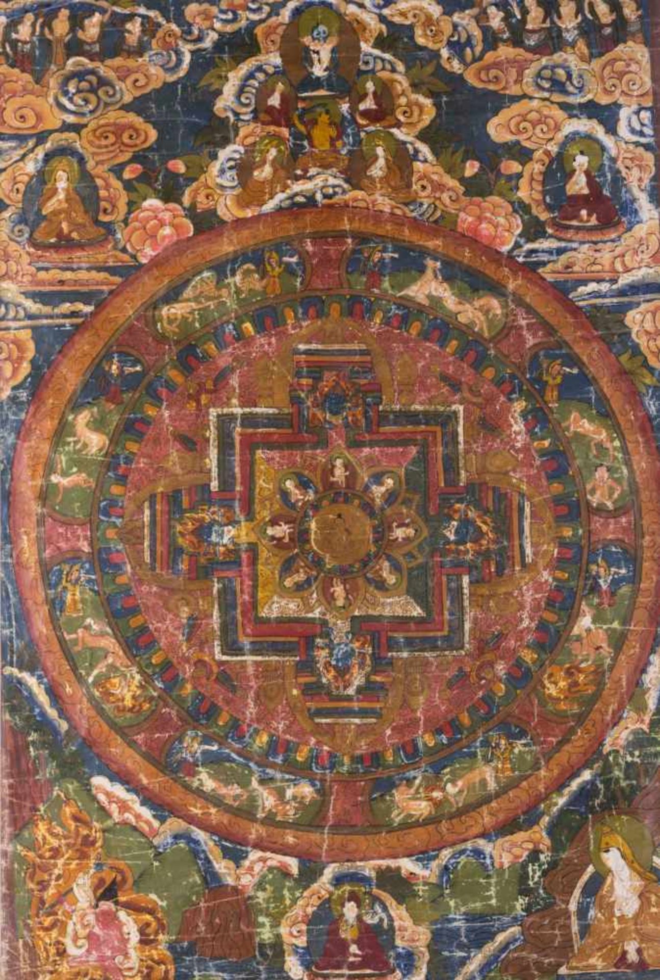 Thangka Mandala Tibet 18./19. Jhd. fein bemalt, 75 cm x 53,5 cm Thangka Mandala, Tibet 18th/19th